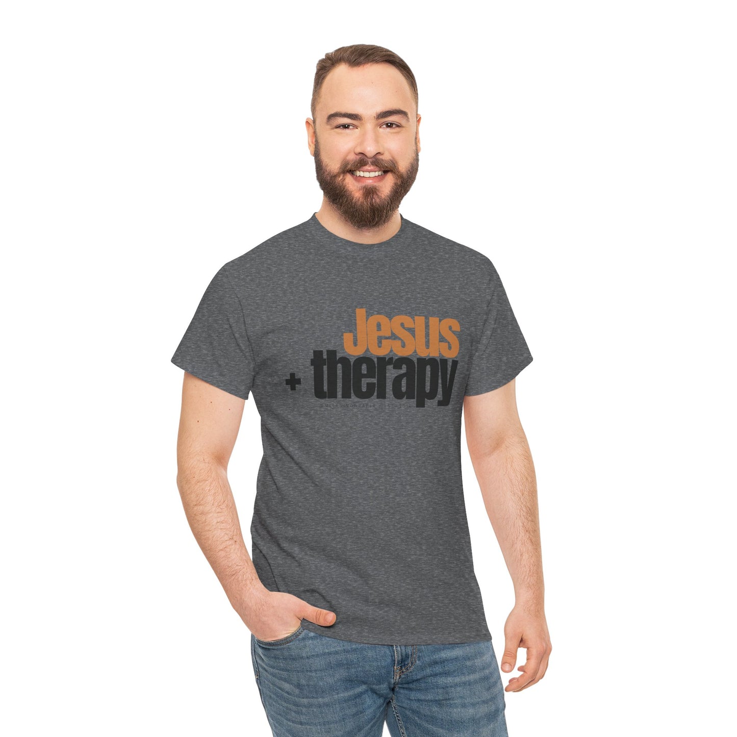 "Jesus + therapy" Unisex Heavy Cotton Tee - White, Sport Grey, & Graphite Heather Grey