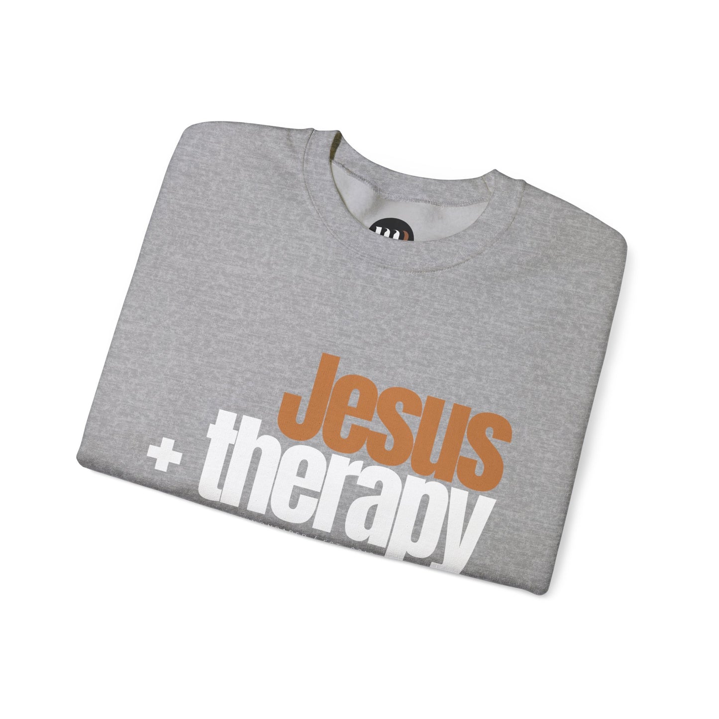 "Jesus + therapy" Unisex Heavy Blend™ Crewneck Sweatshirt - Black, Gray, & Navy Blue Available
