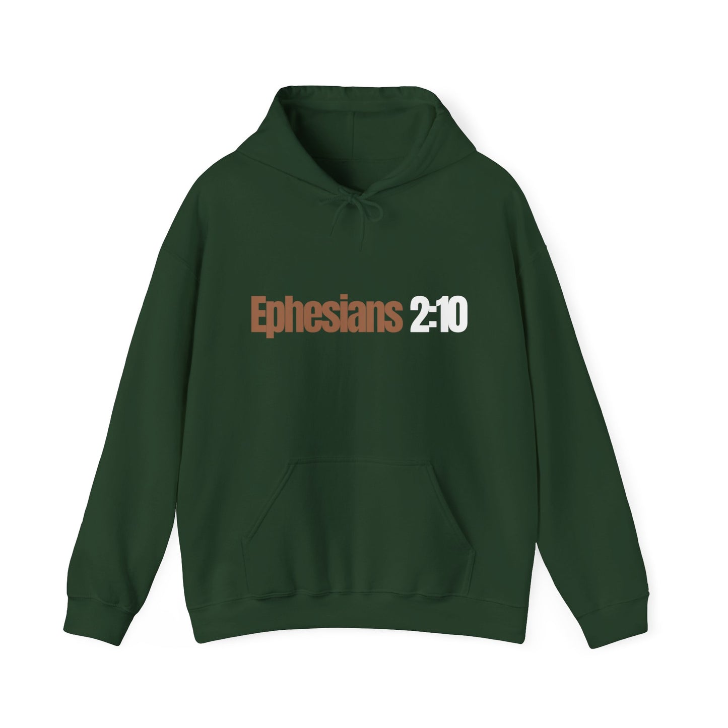"Ephesians 2:10" Unisex Heavy Blend™ Hooded Sweatshirt - Black, Chocolate, Navy Blue, Gray, Dark Gray, & Hunter Green Available