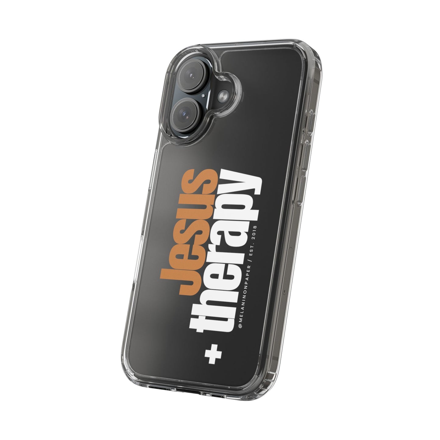 "Jesus + therapy" Clear Phone Cases - white & gold