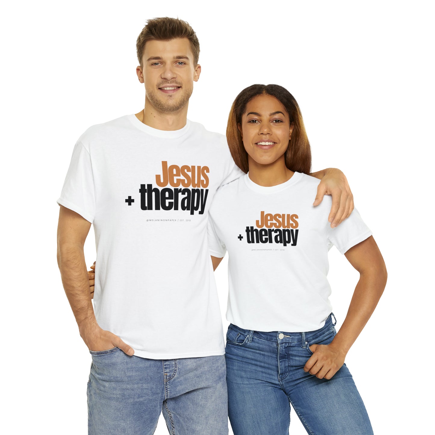 "Jesus + therapy" Unisex Heavy Cotton Tee - White, Sport Grey, & Graphite Heather Grey