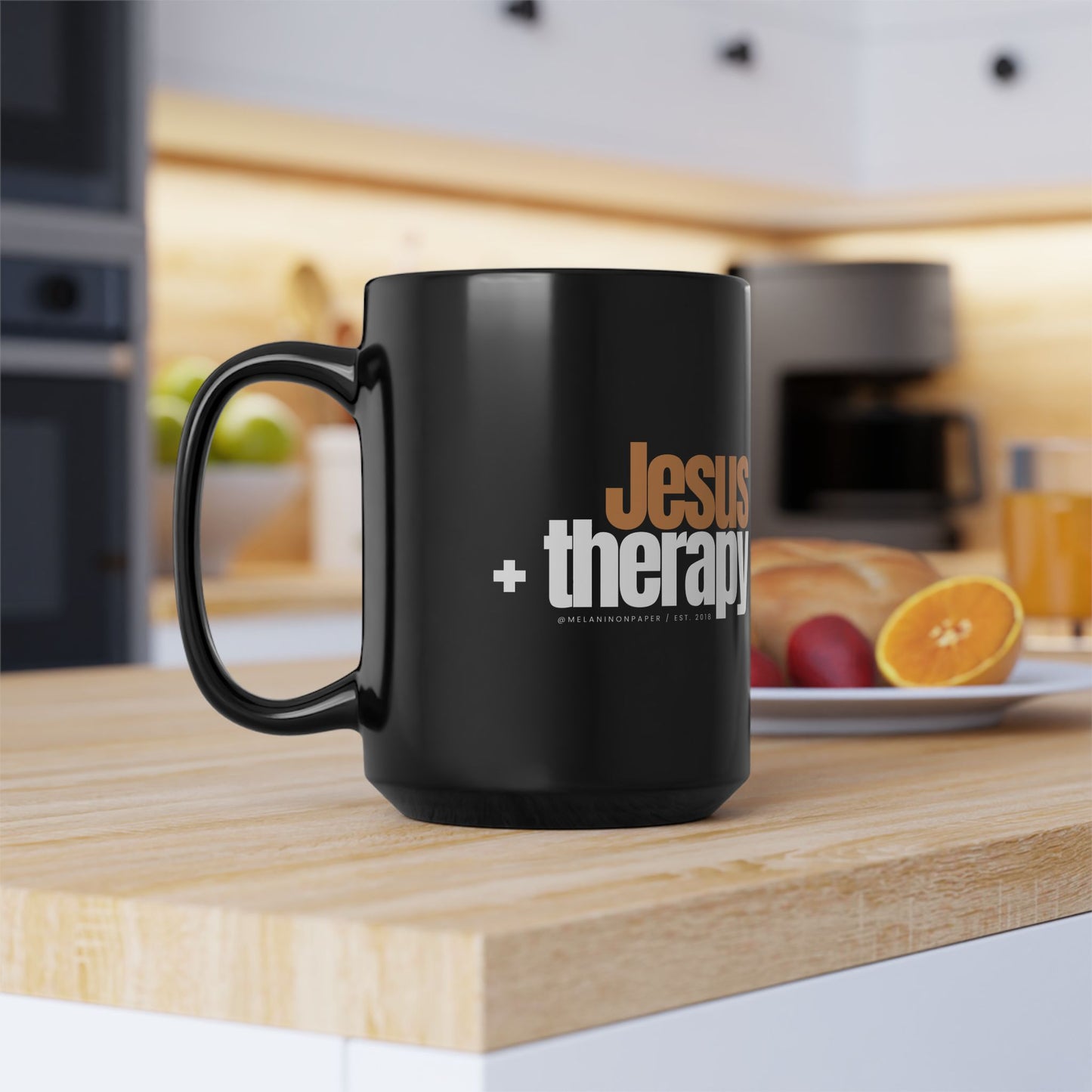 "Jesus + therapy" - 15oz Black Mug