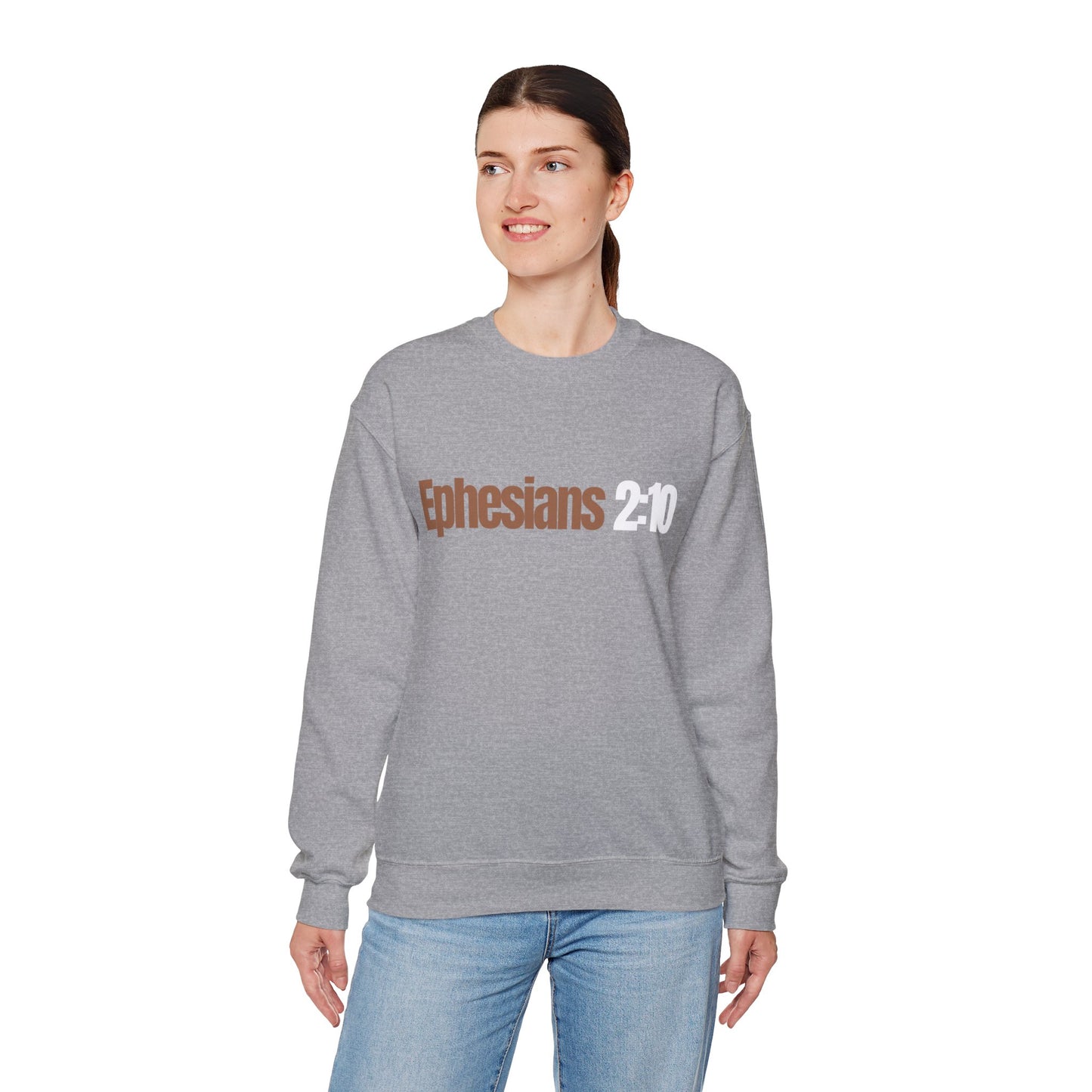 "Ephesians 2:10" Unisex Heavy Blend™ Crewneck Sweatshirt - Black, Gray, & Navy Blue Available