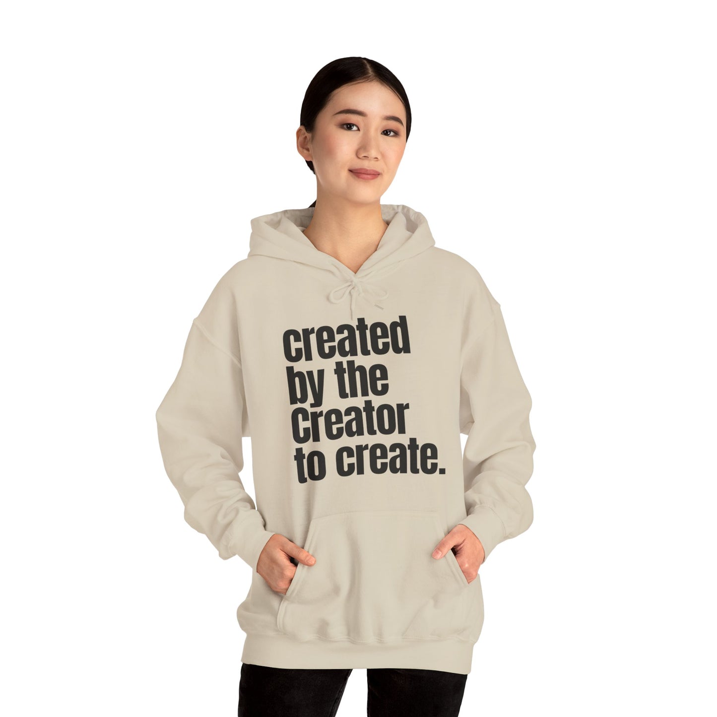 "created by the Creator..." Unisex Heavy Blend™ Hooded Sweatshirt - White, Sand, Grey, & Ash Available