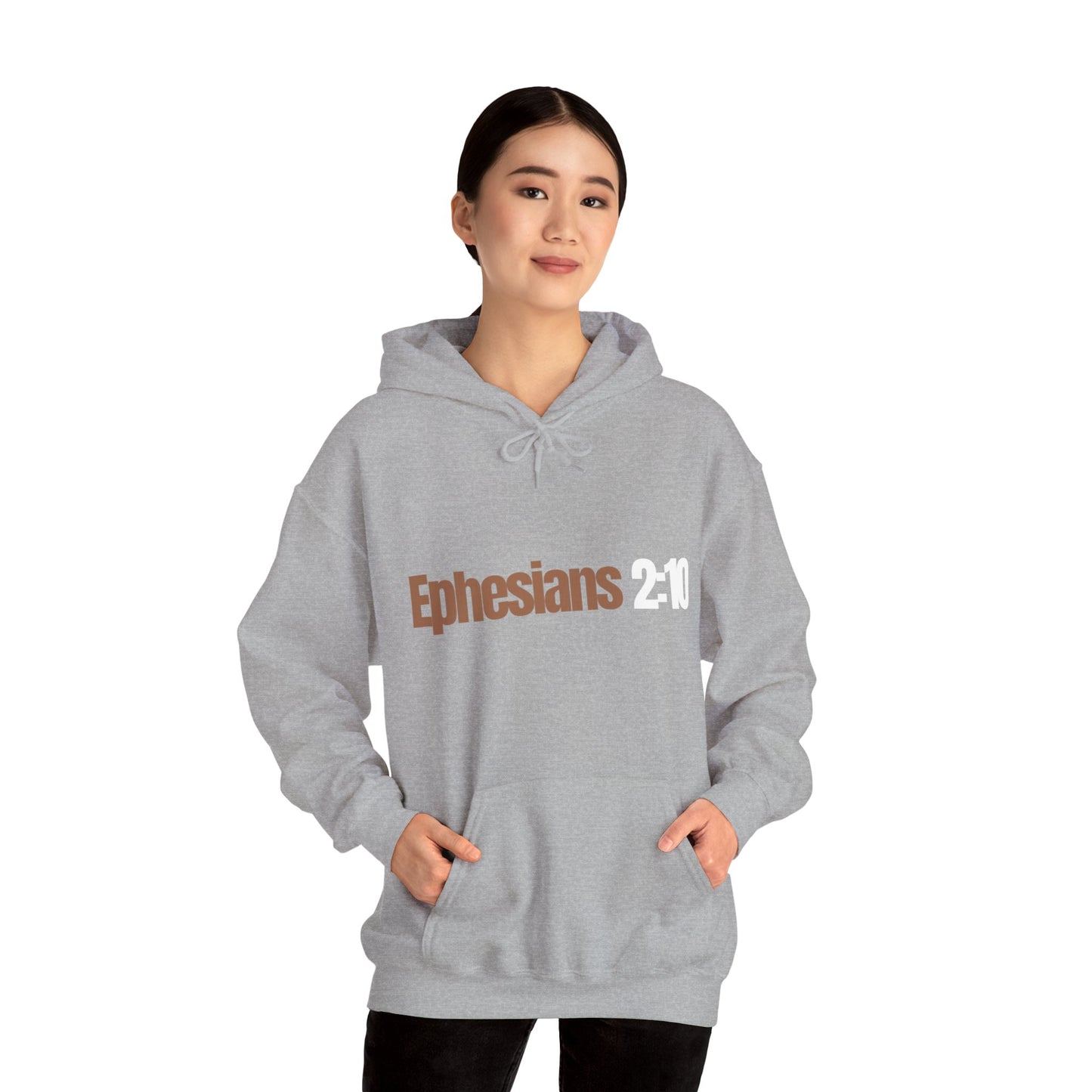 "Ephesians 2:10" Unisex Heavy Blend™ Hooded Sweatshirt - Black, Chocolate, Navy Blue, Gray, Dark Gray, & Hunter Green Available