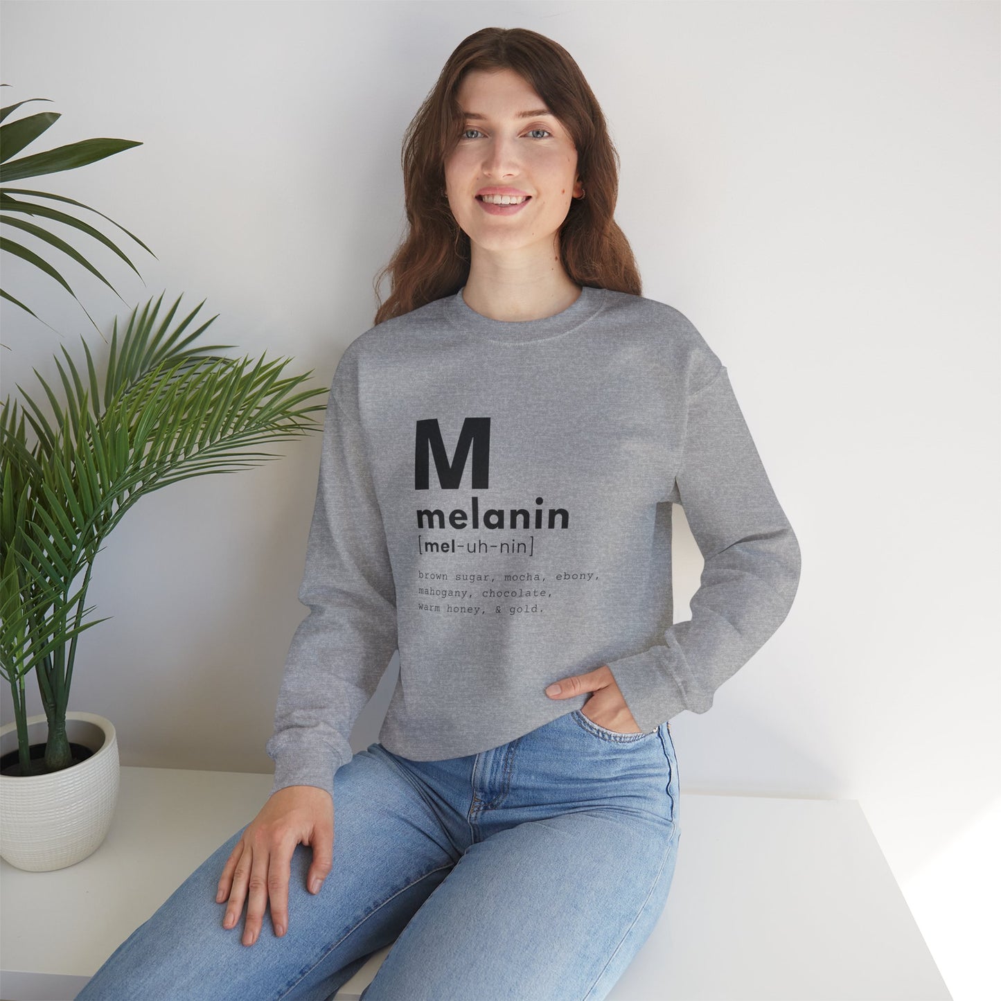 "melanin" Unisex Heavy Blend™ Crewneck Sweatshirt - Gray