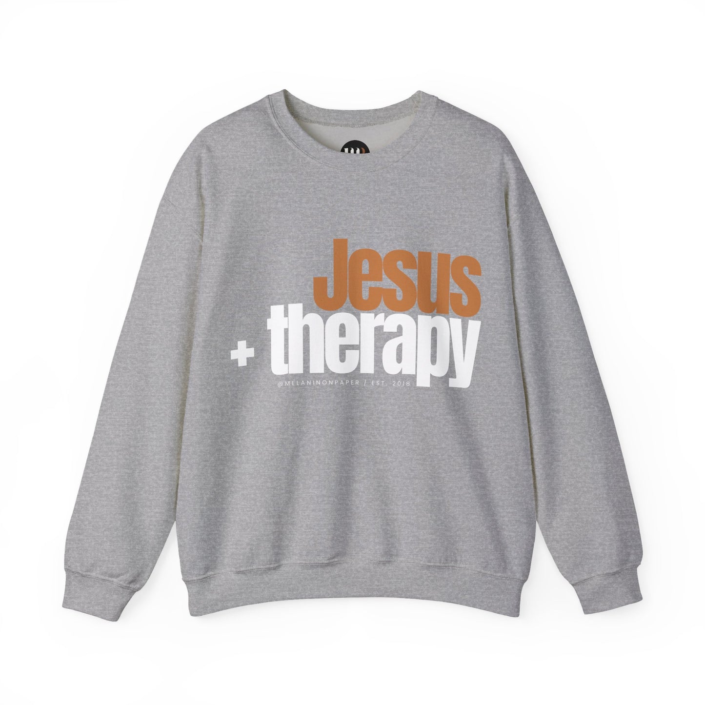 "Jesus + therapy" Unisex Heavy Blend™ Crewneck Sweatshirt - Black, Gray, & Navy Blue Available