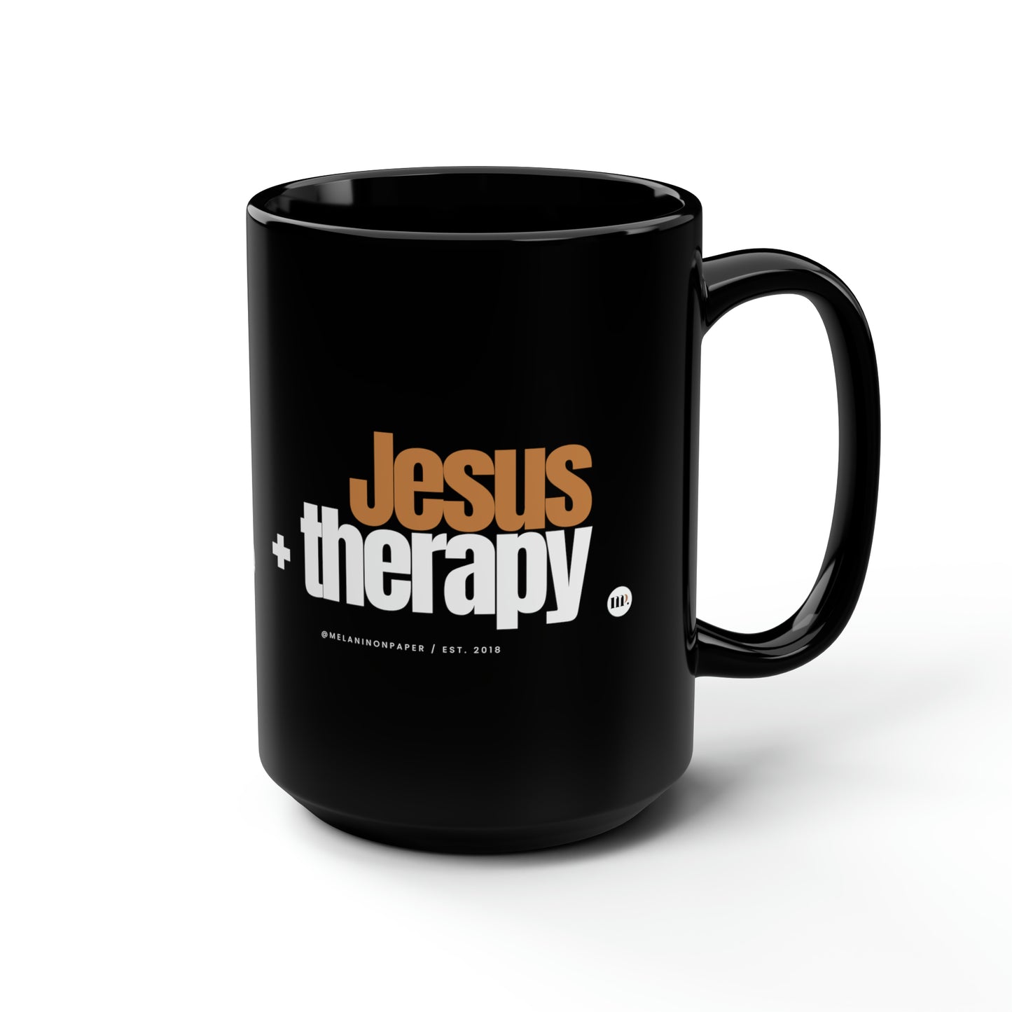 "Jesus + therapy" - 15oz Black Mug