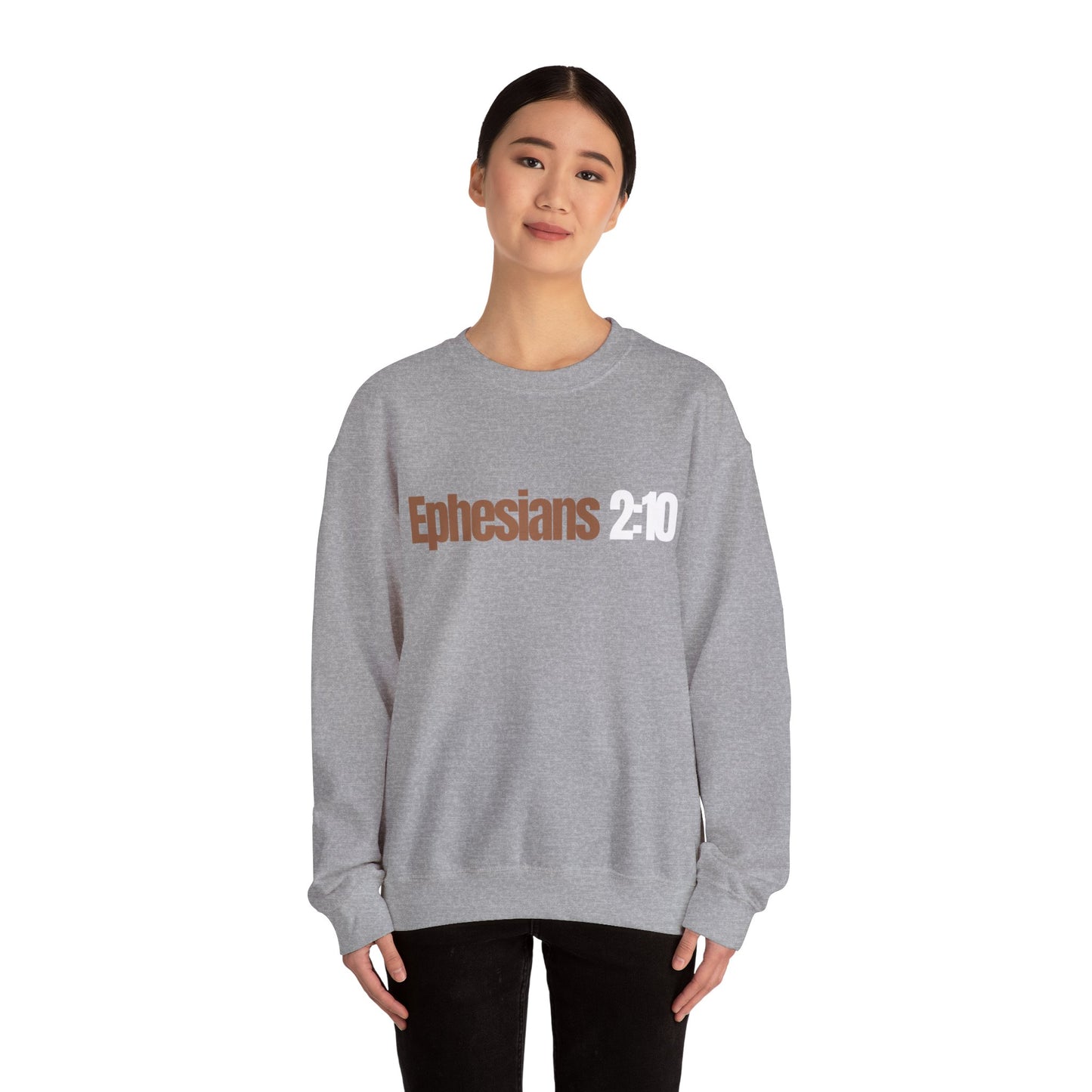 "Ephesians 2:10" Unisex Heavy Blend™ Crewneck Sweatshirt - Black, Gray, & Navy Blue Available