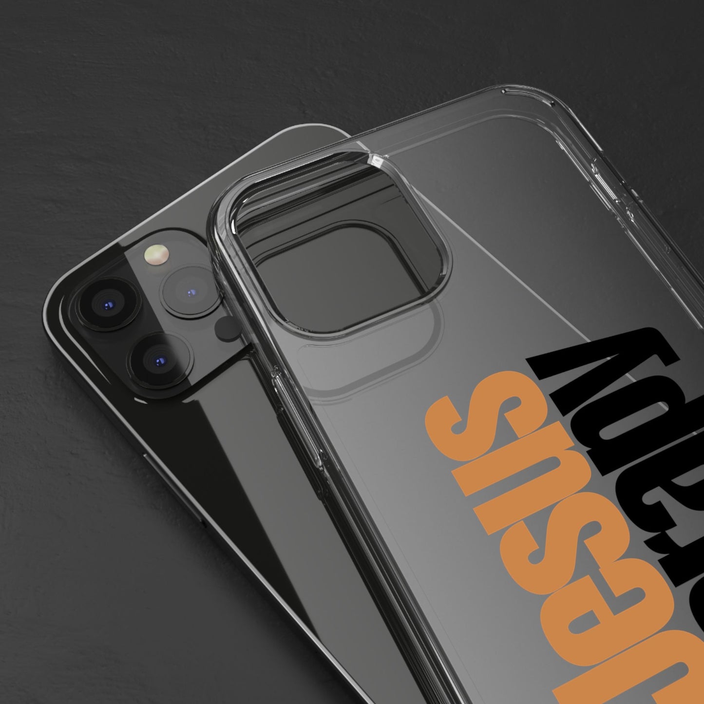 "Jesus + therapy" Clear Phone Cases - black & gold