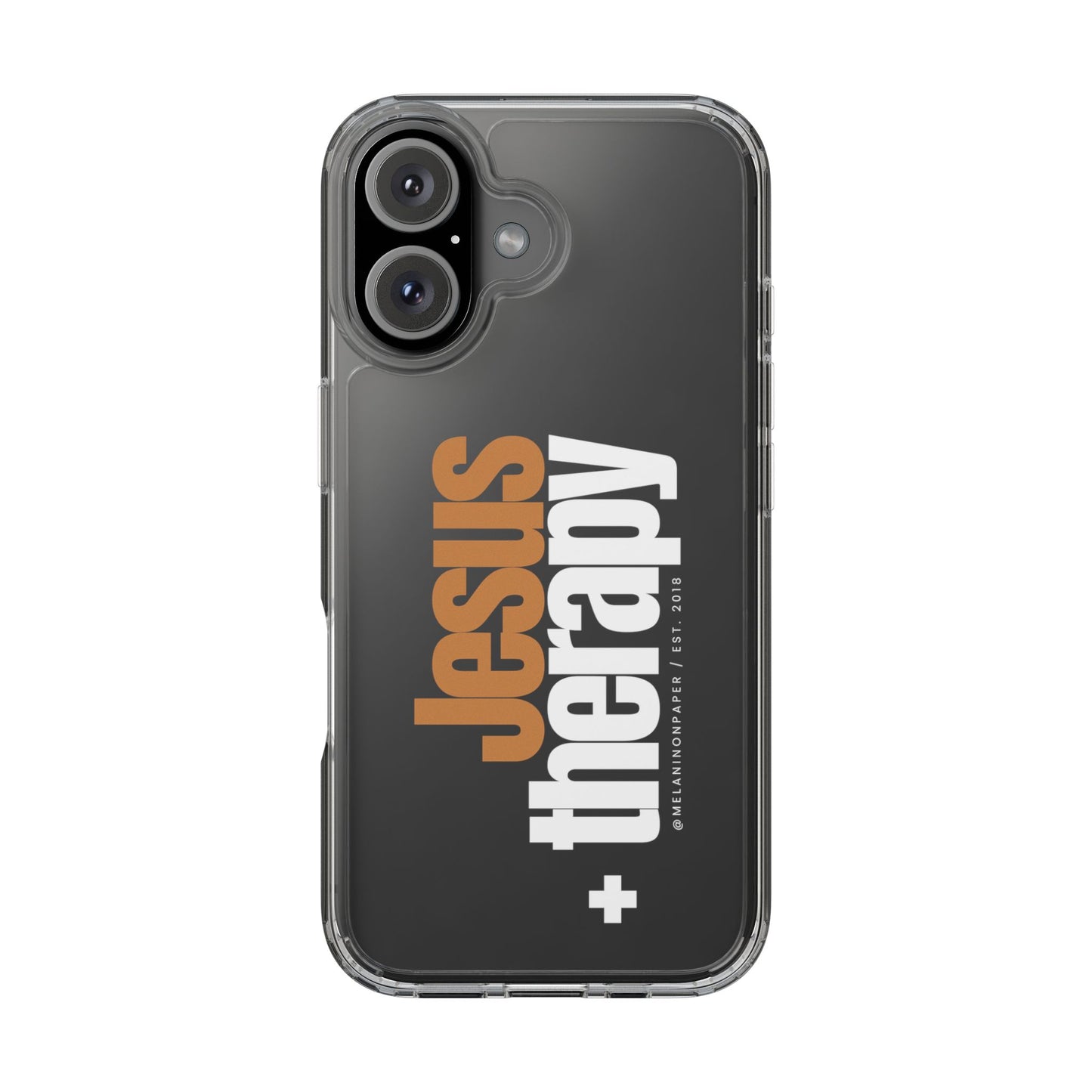 "Jesus + therapy" Clear Phone Cases - white & gold
