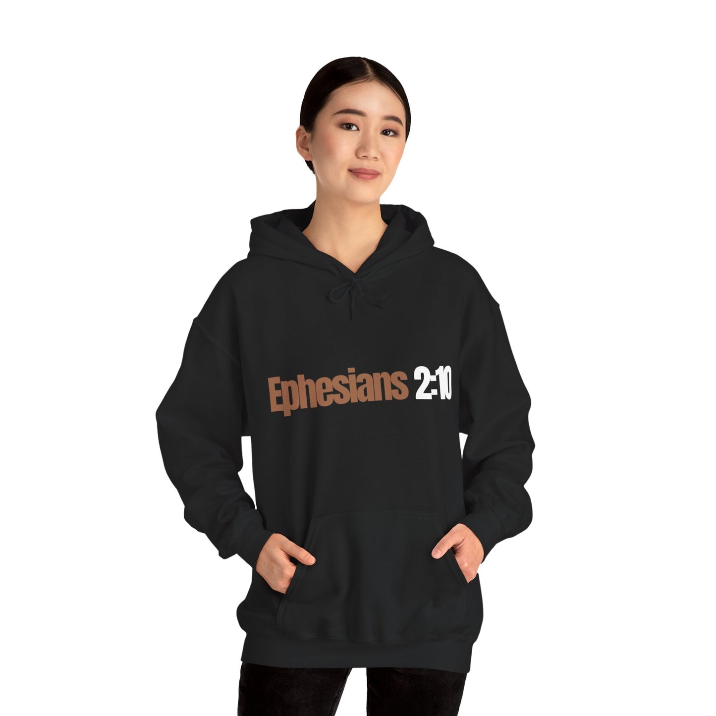 "Ephesians 2:10" Unisex Heavy Blend™ Hooded Sweatshirt - Black, Chocolate, Navy Blue, Gray, Dark Gray, & Hunter Green Available