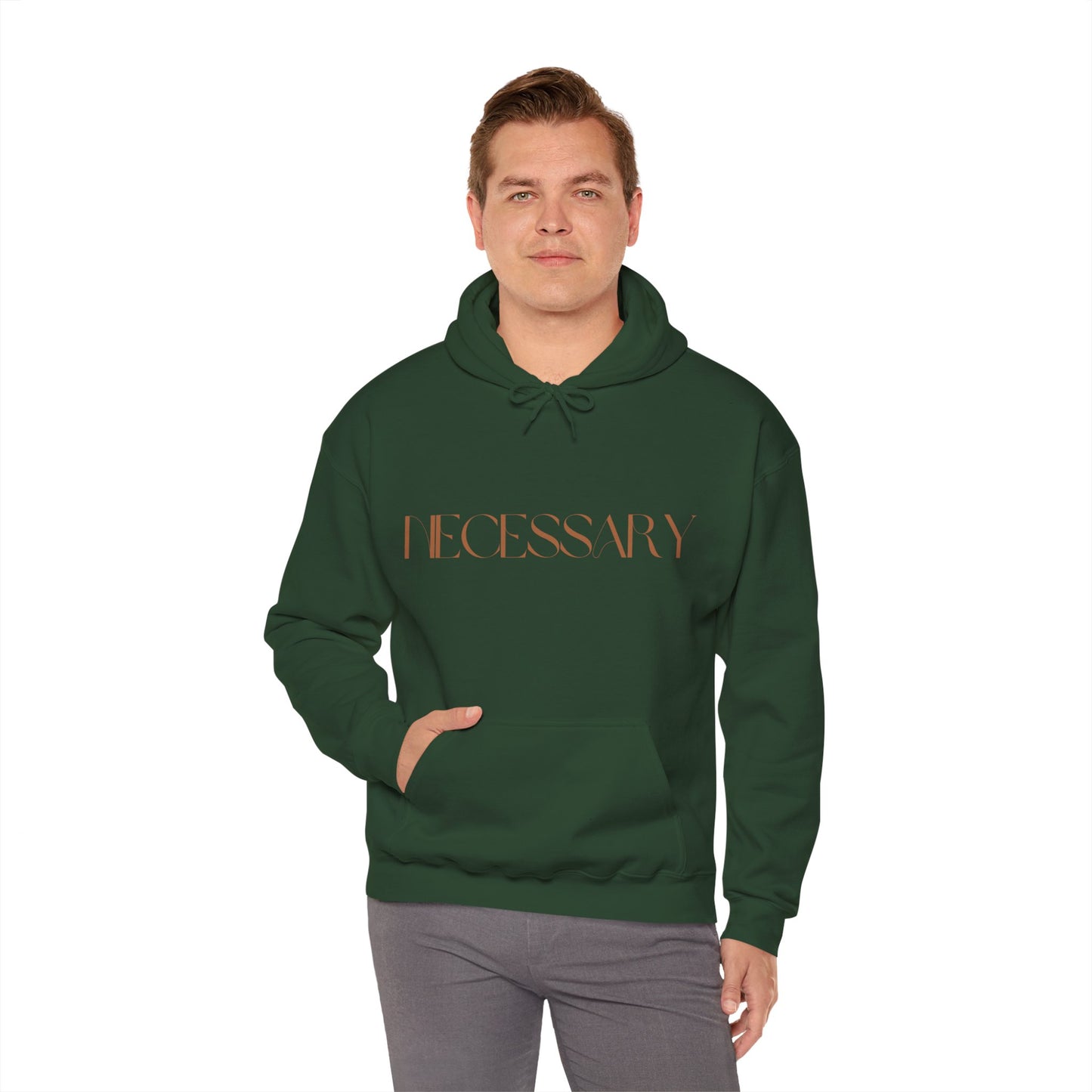 "necessary" Unisex Heavy Blend™ Hooded Sweatshirt - Black, Dark Chocolate & Forest Green Available