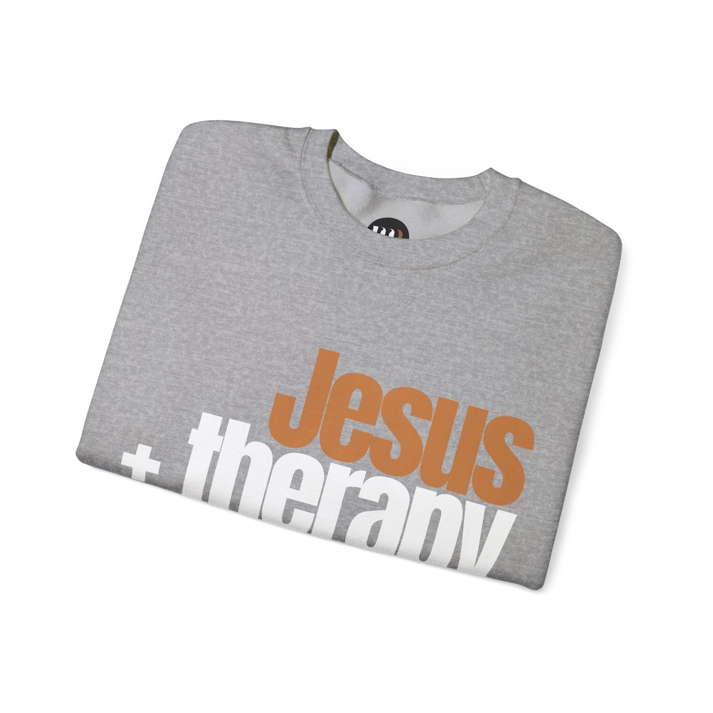 "Jesus + therapy" Unisex Heavy Blend™ Crewneck Sweatshirt - Black, Gray, & Navy Blue Available