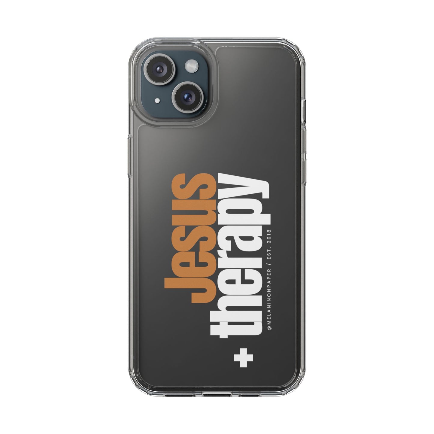 "Jesus + therapy" Clear Phone Cases - white & gold