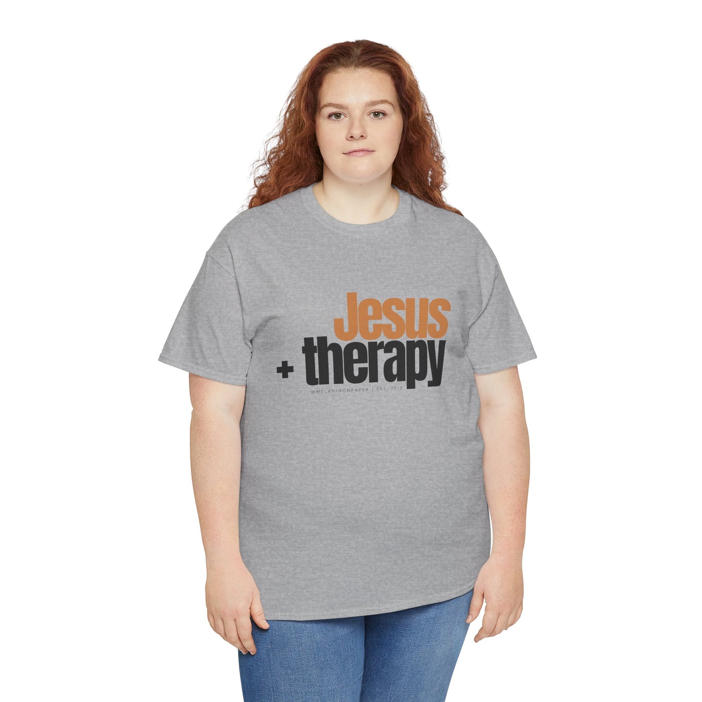 "Jesus + therapy" Unisex Heavy Cotton Tee - White, Sport Grey, & Graphite Heather Grey