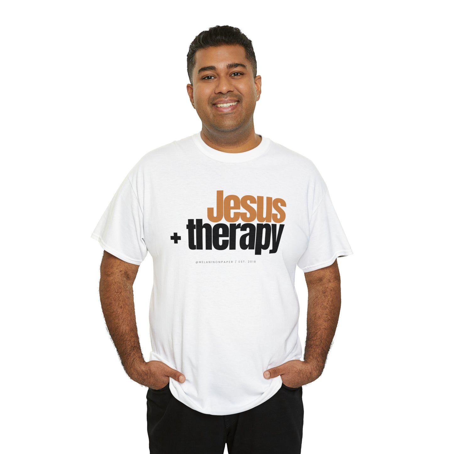 "Jesus + therapy" Unisex Heavy Cotton Tee - White, Sport Grey, & Graphite Heather Grey