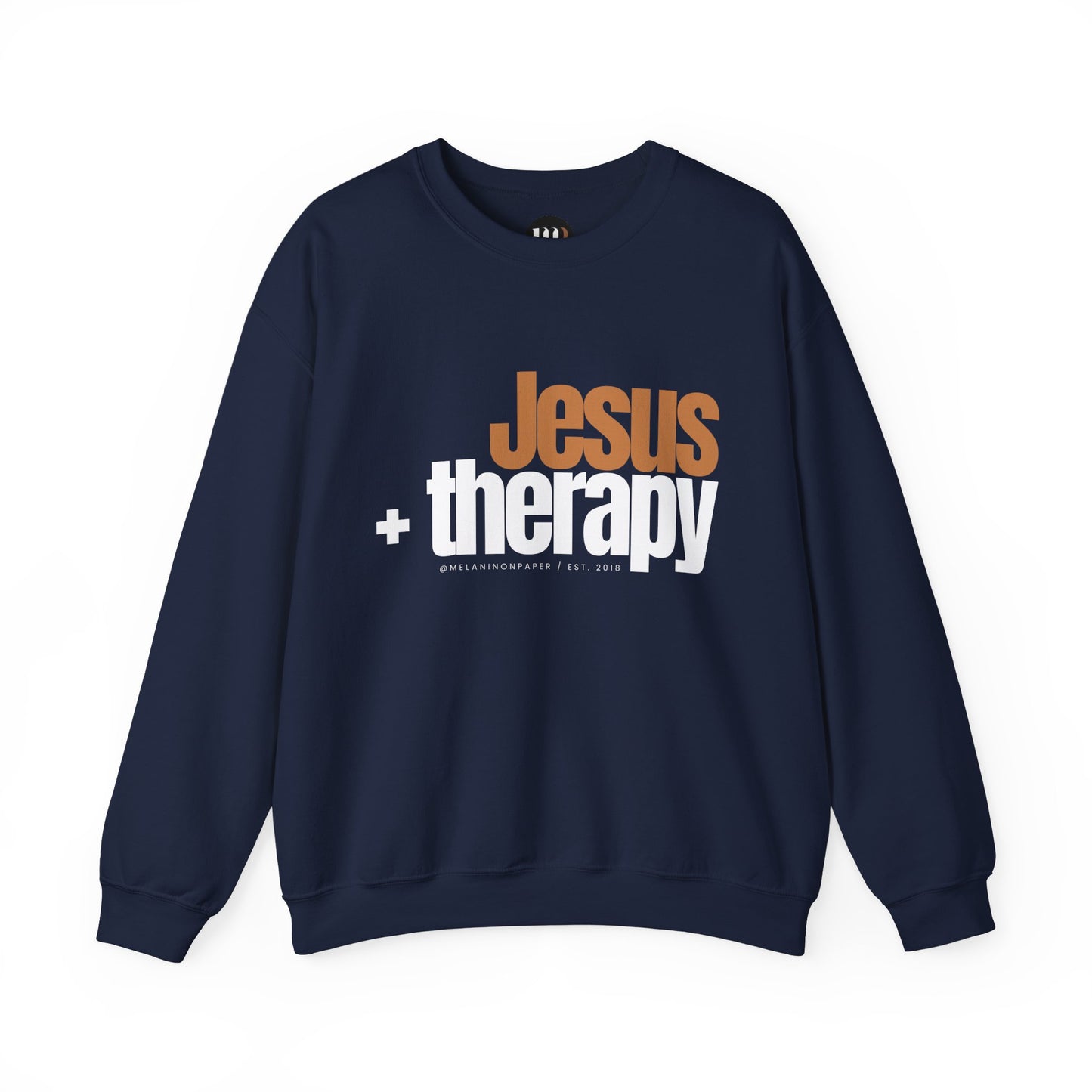 "Jesus + therapy" Unisex Heavy Blend™ Crewneck Sweatshirt - Black, Gray, & Navy Blue Available