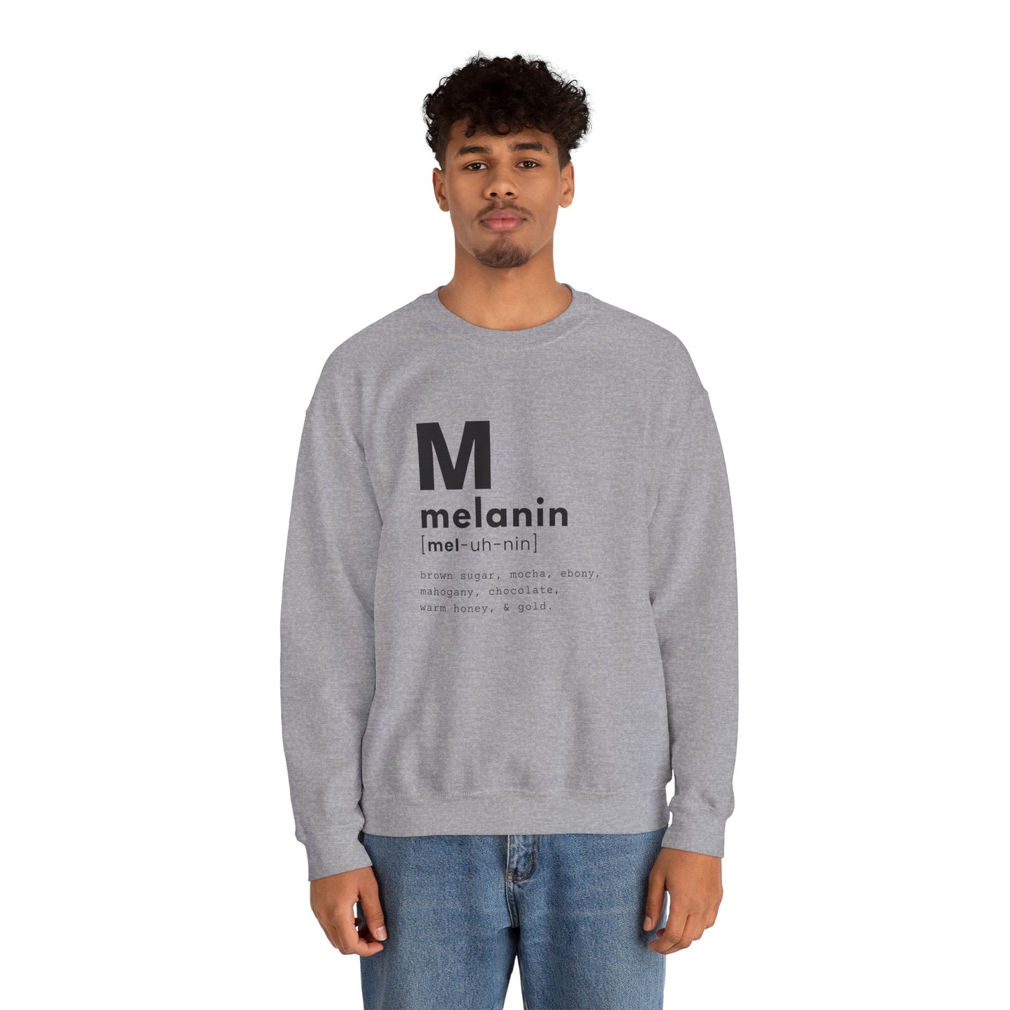 "melanin" Unisex Heavy Blend™ Crewneck Sweatshirt - Gray