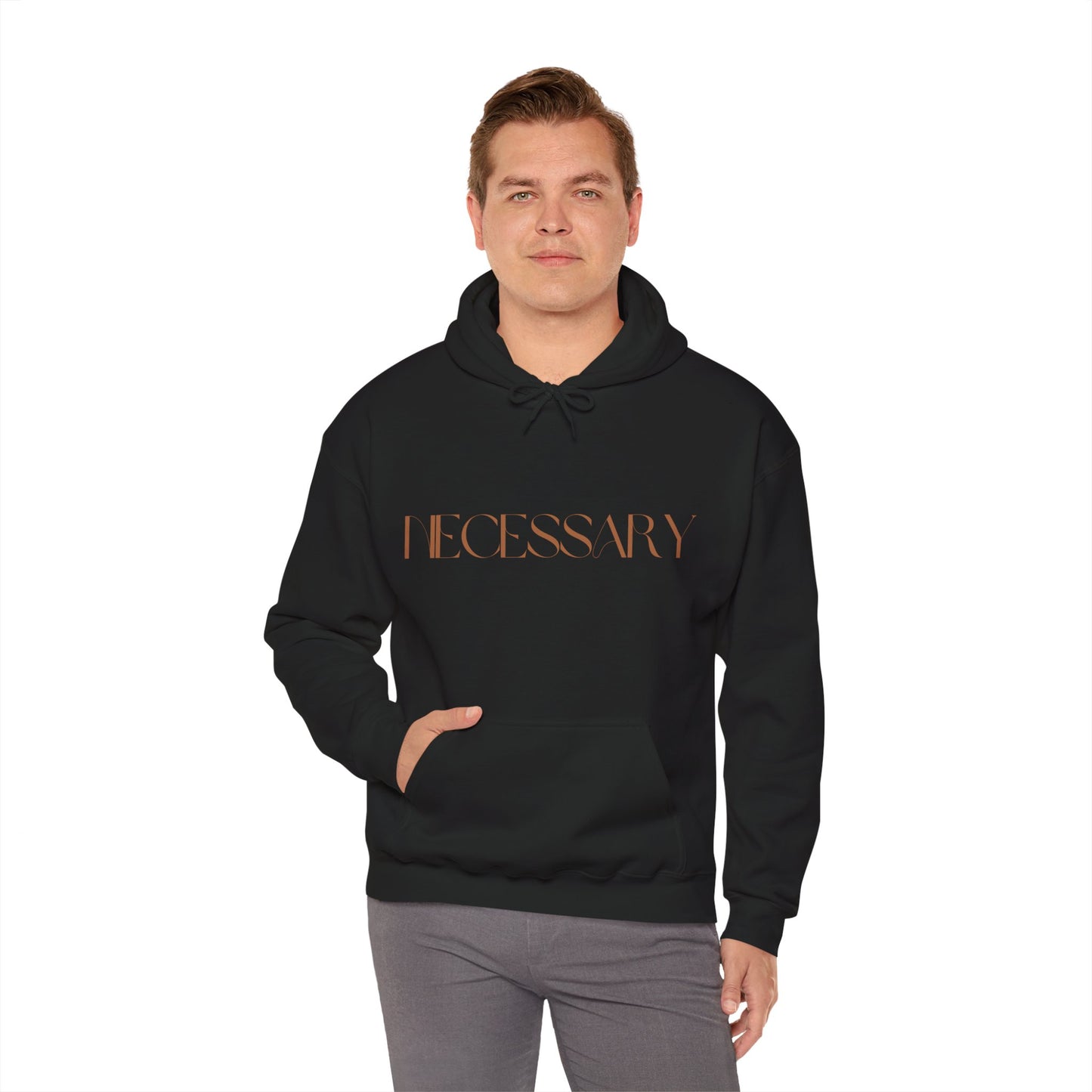 "necessary" Unisex Heavy Blend™ Hooded Sweatshirt - Black, Dark Chocolate & Forest Green Available