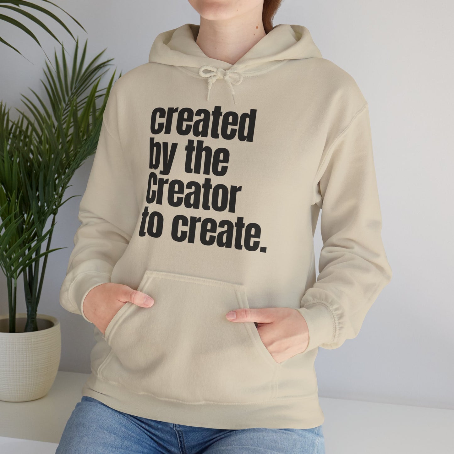 "created by the Creator..." Unisex Heavy Blend™ Hooded Sweatshirt - White, Sand, Grey, & Ash Available