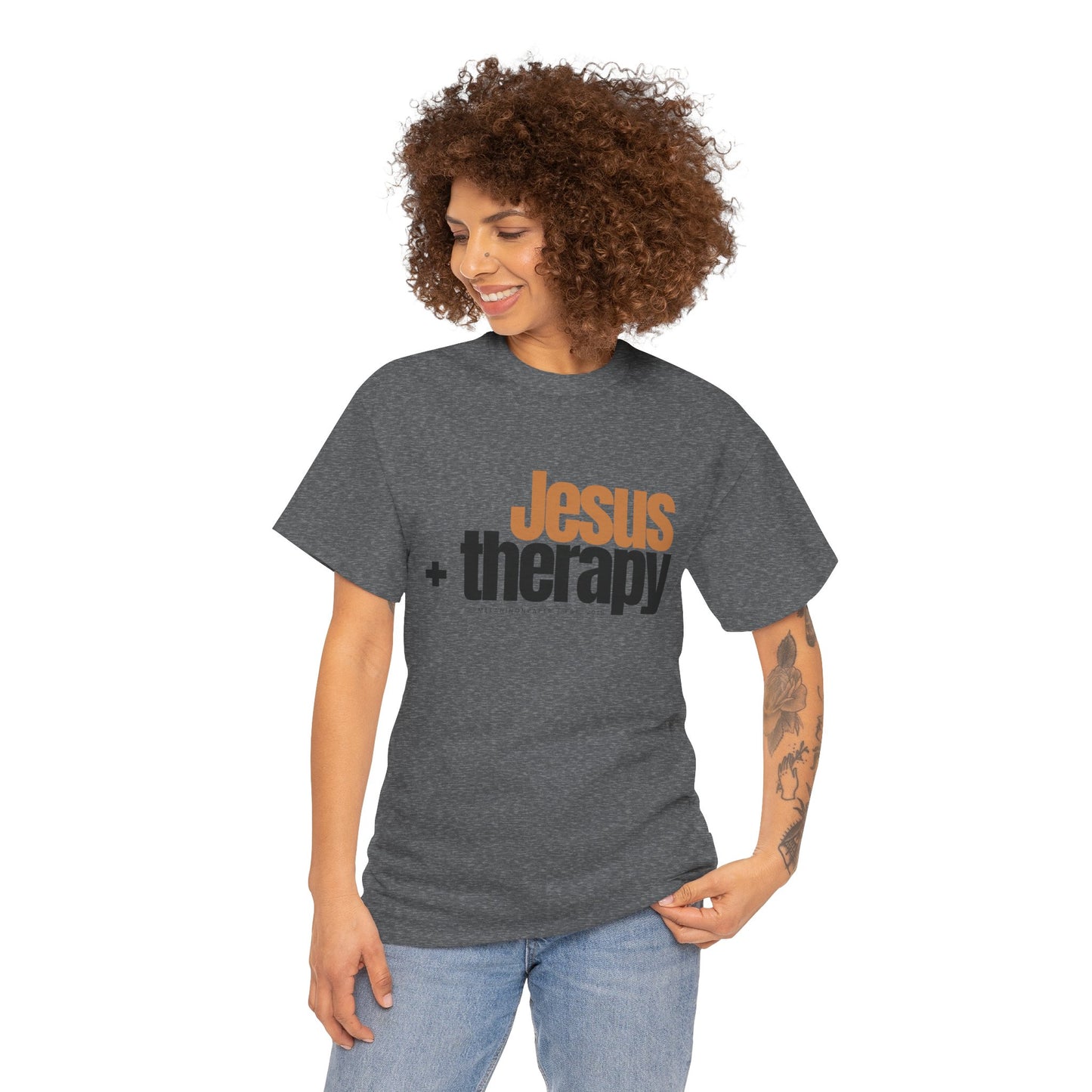 "Jesus + therapy" Unisex Heavy Cotton Tee - White, Sport Grey, & Graphite Heather Grey