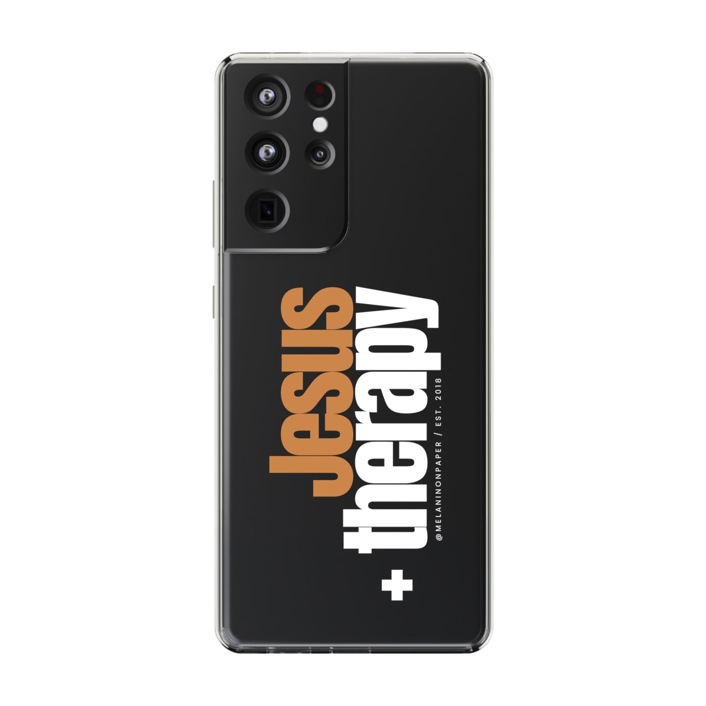 "Jesus + therapy" Clear Phone Cases - white & gold