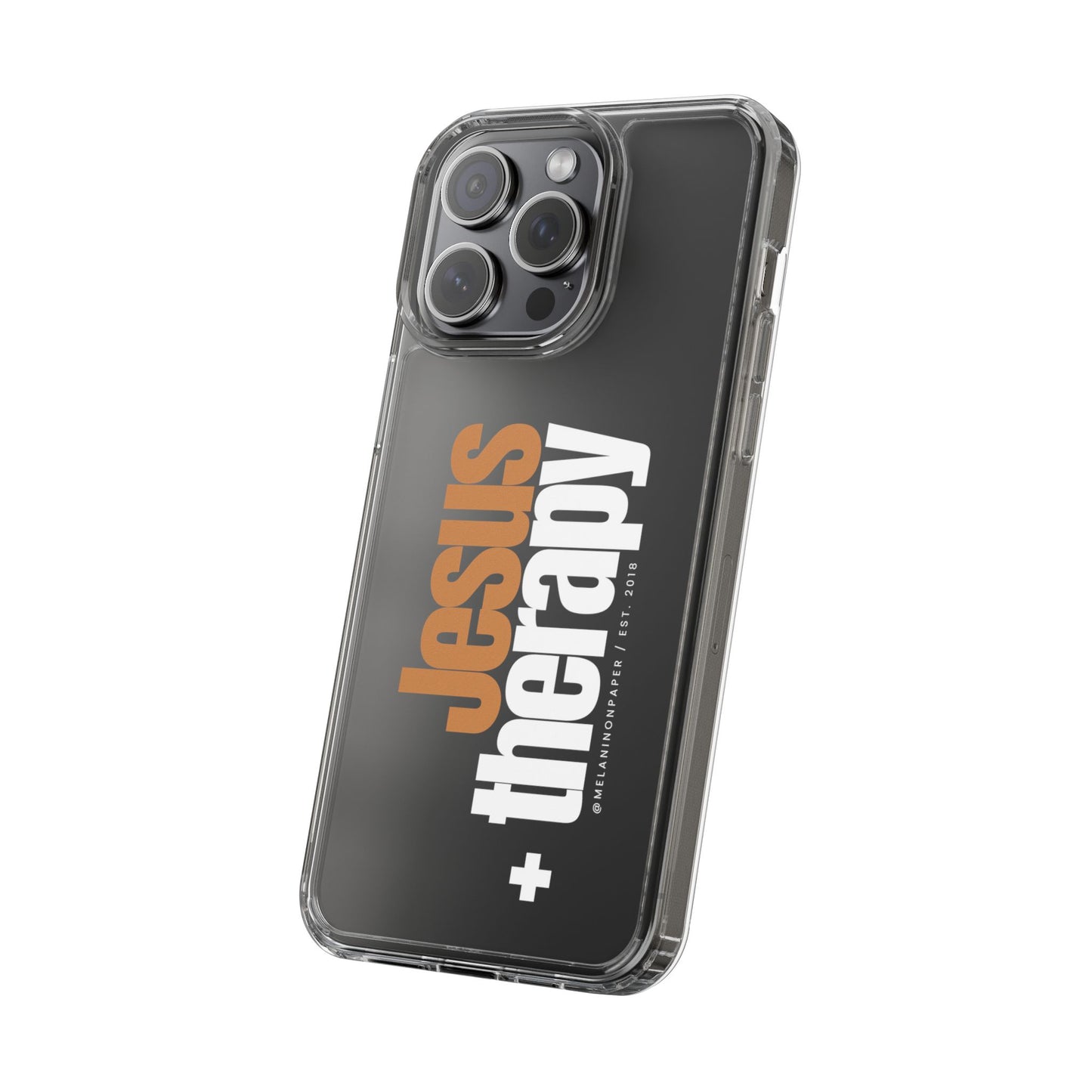 "Jesus + therapy" Clear Phone Cases - white & gold