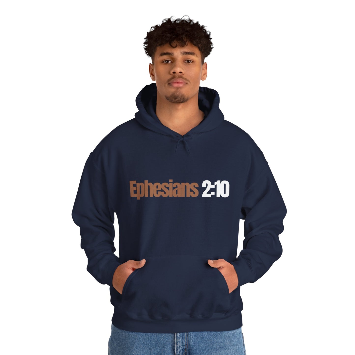 "Ephesians 2:10" Unisex Heavy Blend™ Hooded Sweatshirt - Black, Chocolate, Navy Blue, Gray, Dark Gray, & Hunter Green Available