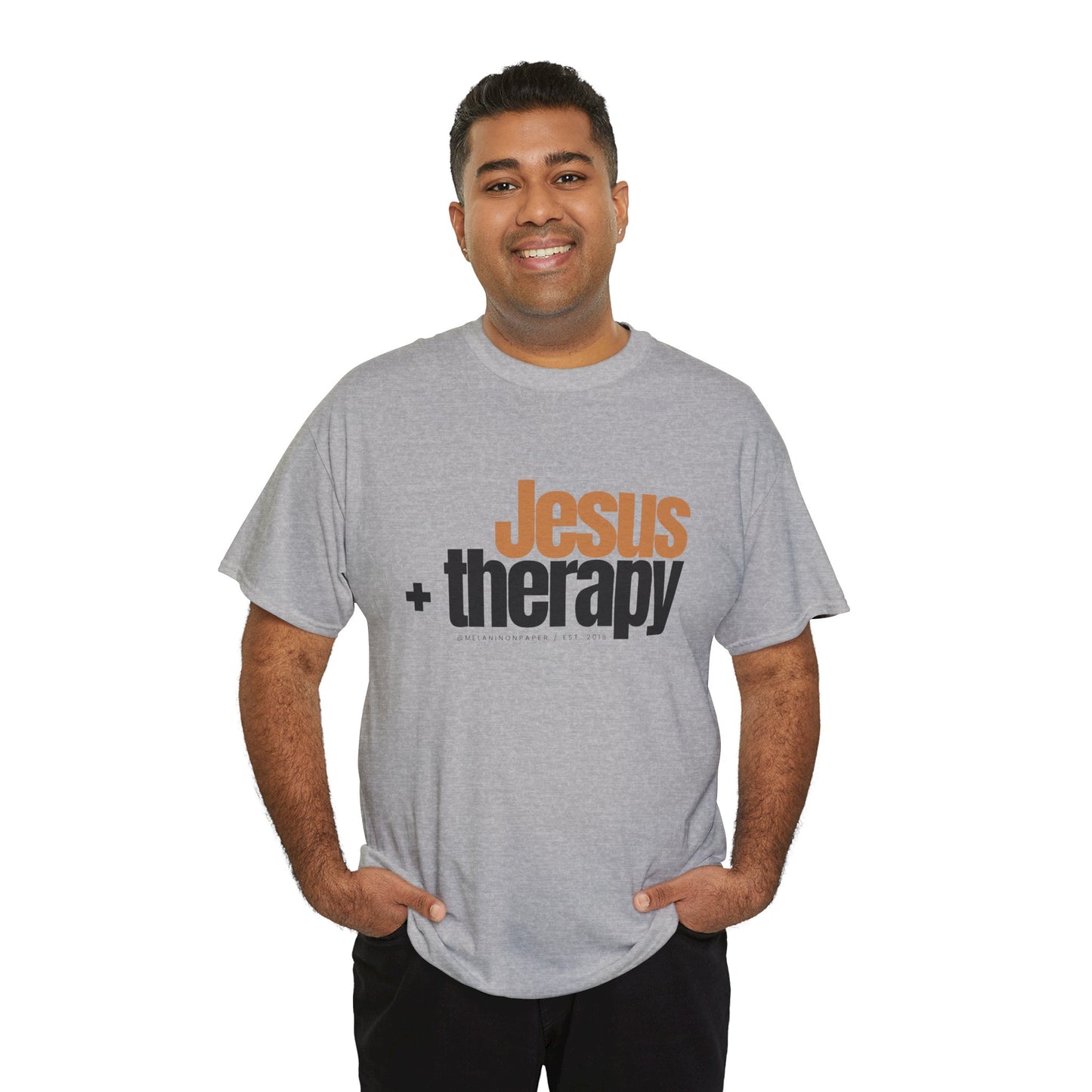"Jesus + therapy" Unisex Heavy Cotton Tee - White, Sport Grey, & Graphite Heather Grey