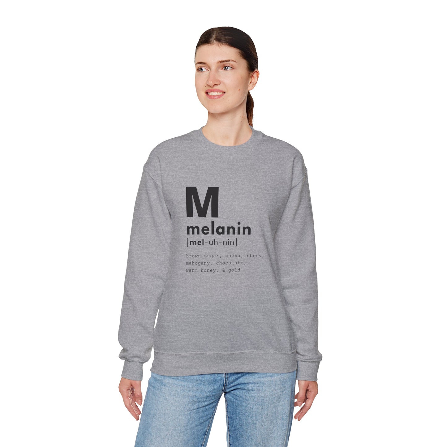 "melanin" Unisex Heavy Blend™ Crewneck Sweatshirt - Gray