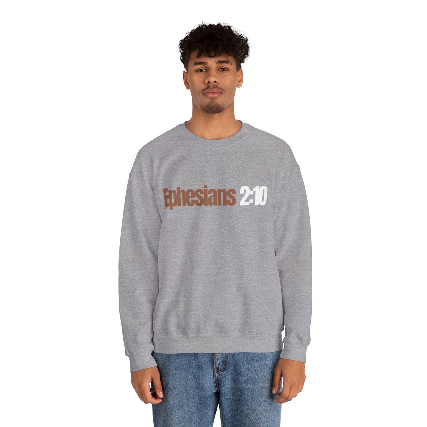 "Ephesians 2:10" Unisex Heavy Blend™ Crewneck Sweatshirt - Black, Gray, & Navy Blue Available