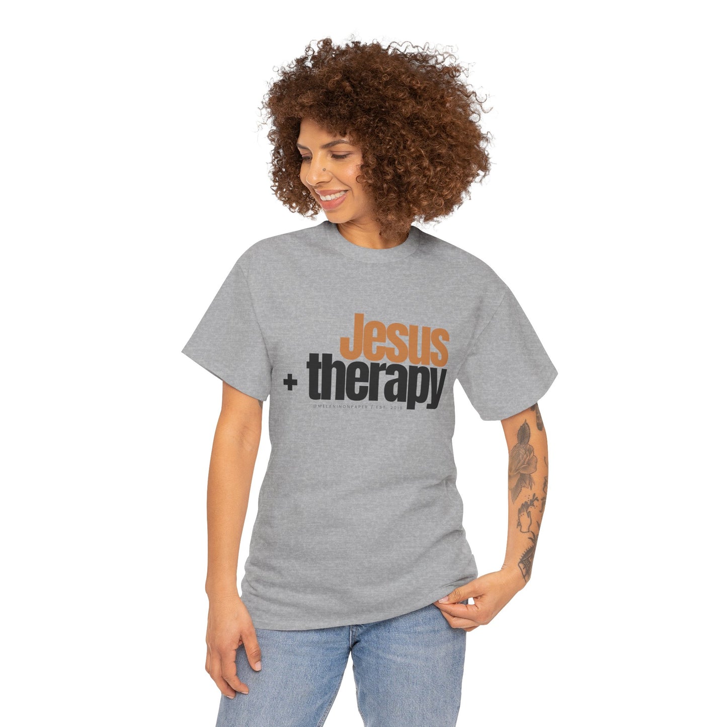 "Jesus + therapy" Unisex Heavy Cotton Tee - White, Sport Grey, & Graphite Heather Grey