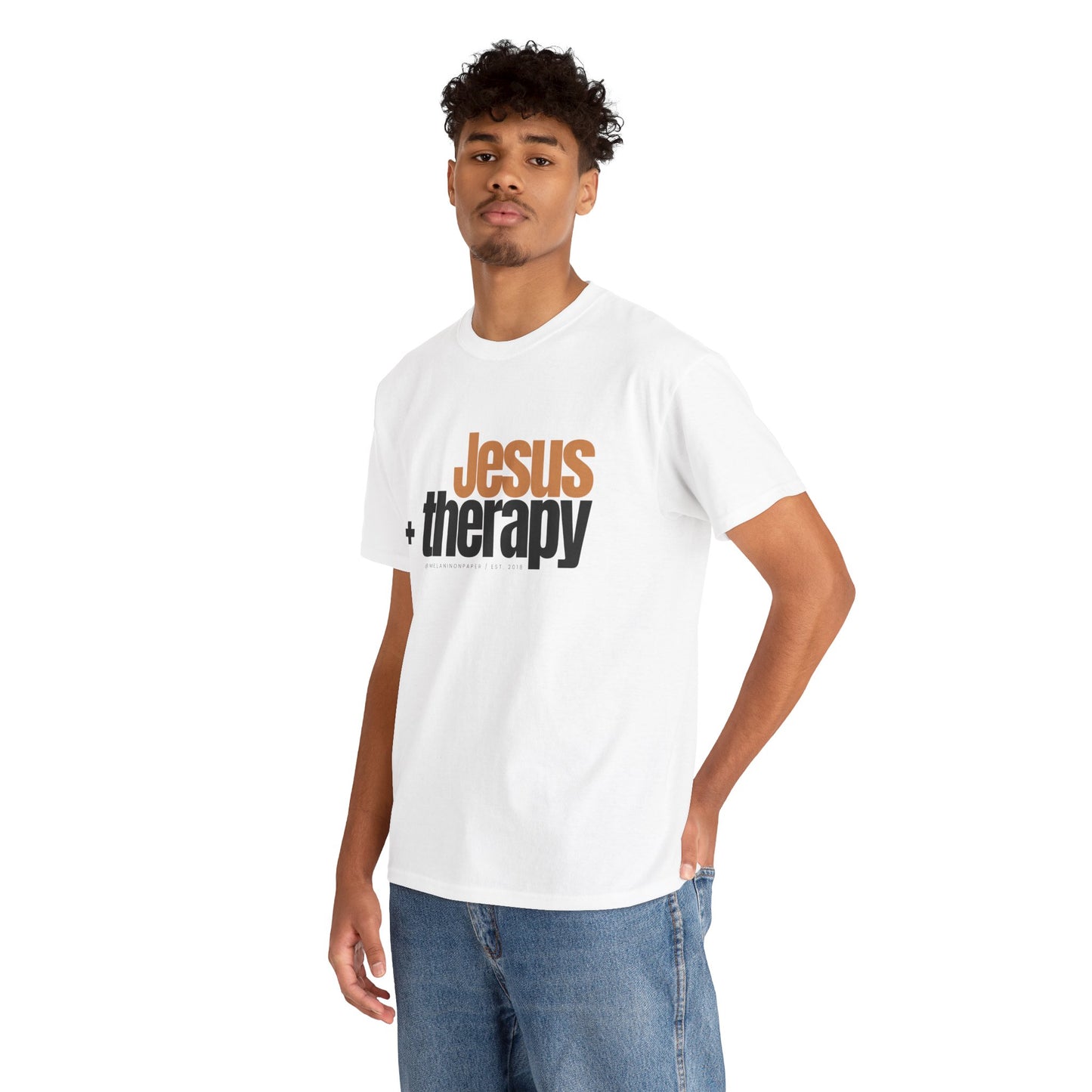 "Jesus + therapy" Unisex Heavy Cotton Tee - White, Sport Grey, & Graphite Heather Grey