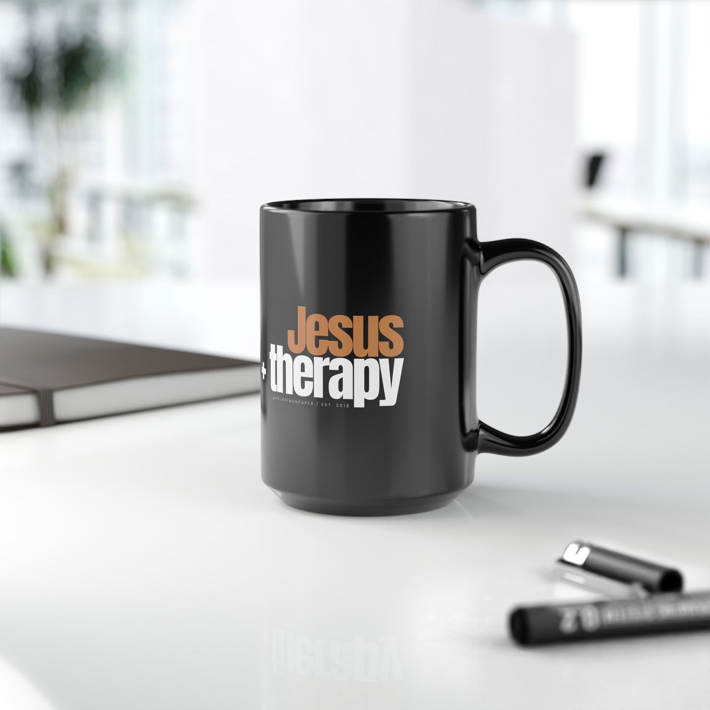 "Jesus + therapy" - 15oz Black Mug
