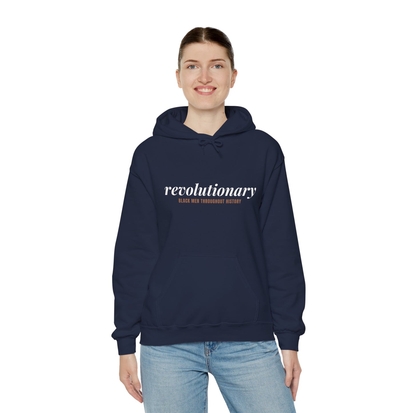 "Revolutionary Black Men" Unisex Heavy Blend™ Hooded Sweatshirt - Black, Chocolate, Navy Blue, Dark Gray, & Hunter Green Available