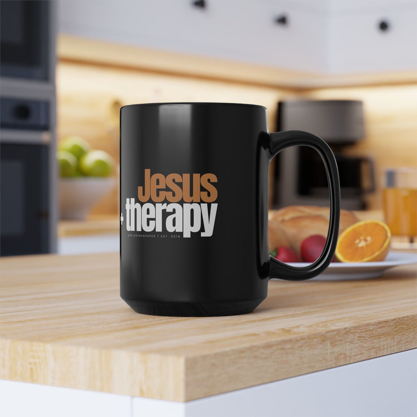 "Jesus + therapy" - 15oz Black Mug