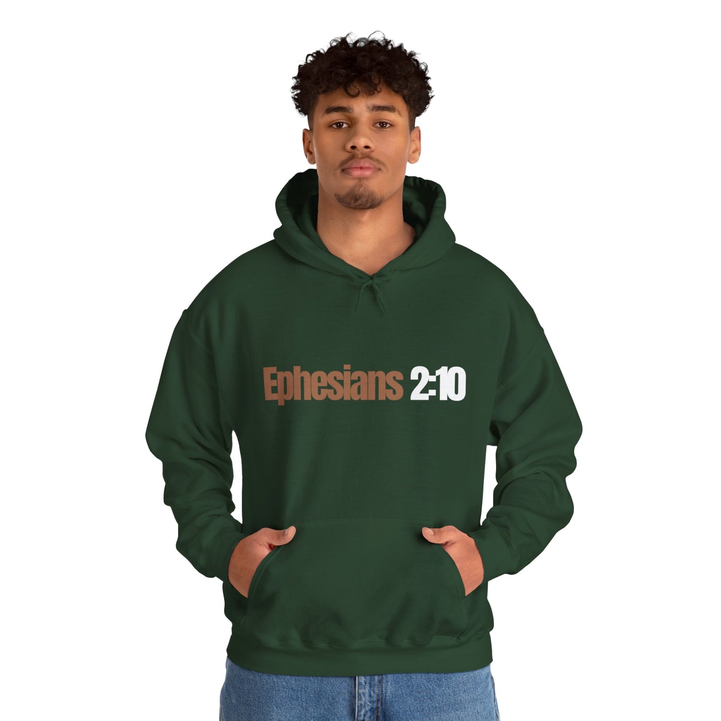 "Ephesians 2:10" Unisex Heavy Blend™ Hooded Sweatshirt - Black, Chocolate, Navy Blue, Gray, Dark Gray, & Hunter Green Available