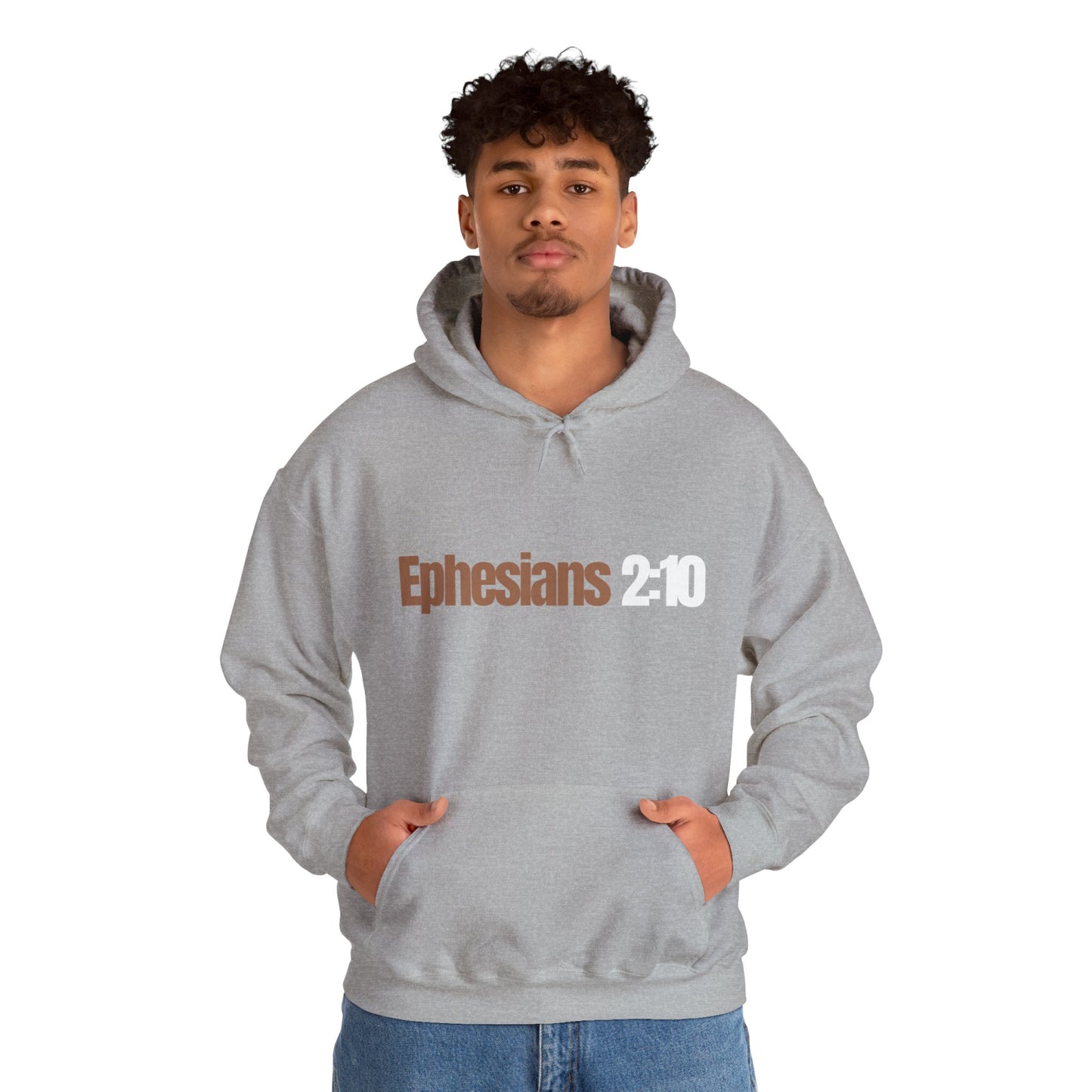 "Ephesians 2:10" Unisex Heavy Blend™ Hooded Sweatshirt - Black, Chocolate, Navy Blue, Gray, Dark Gray, & Hunter Green Available
