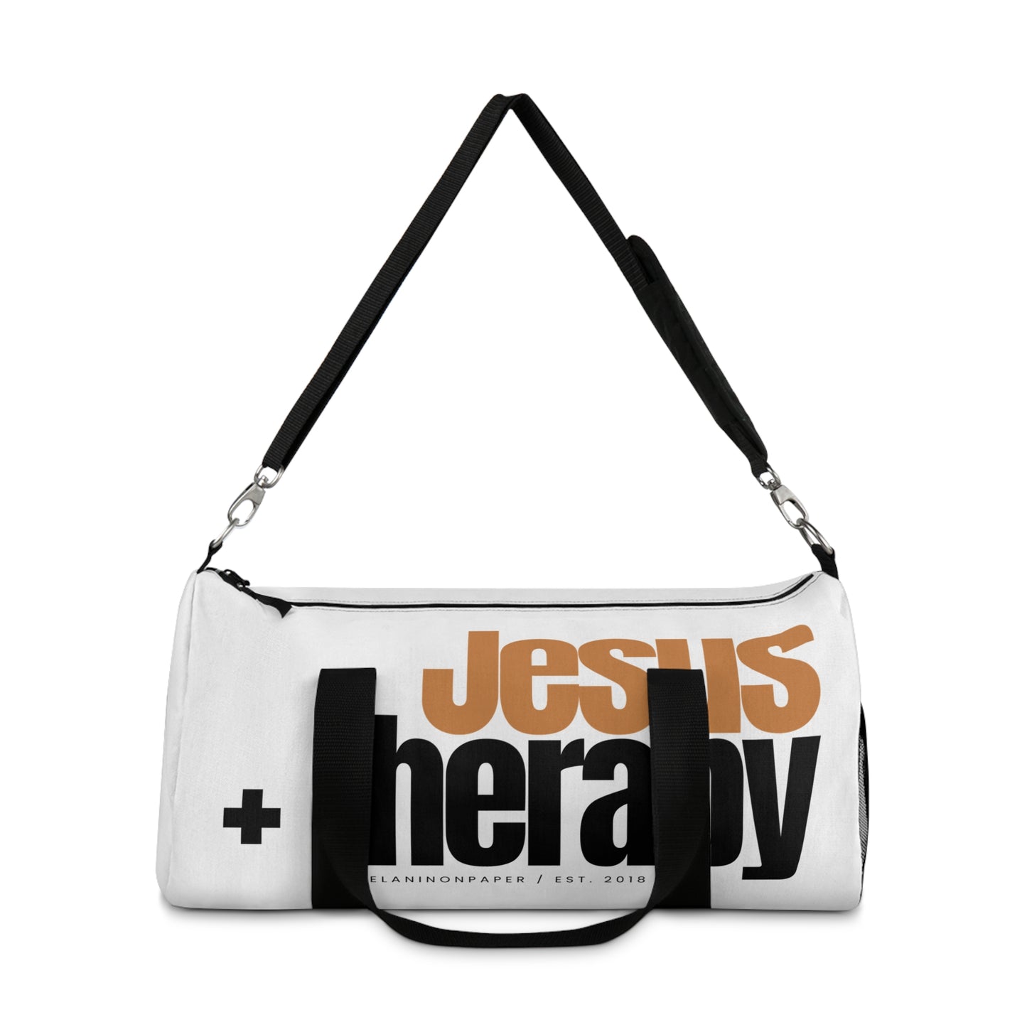 "Jesus + Therapy" Duffel Bag (White) - 2 Sizes Available