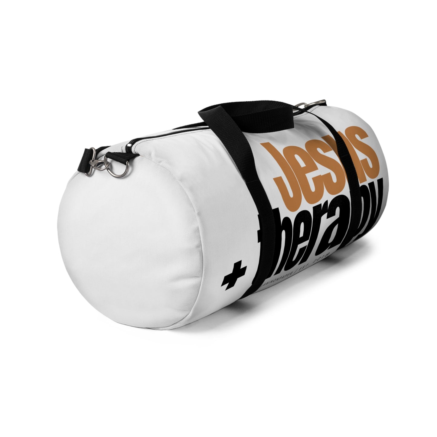 "Jesus + Therapy" Duffel Bag (White) - 2 Sizes Available