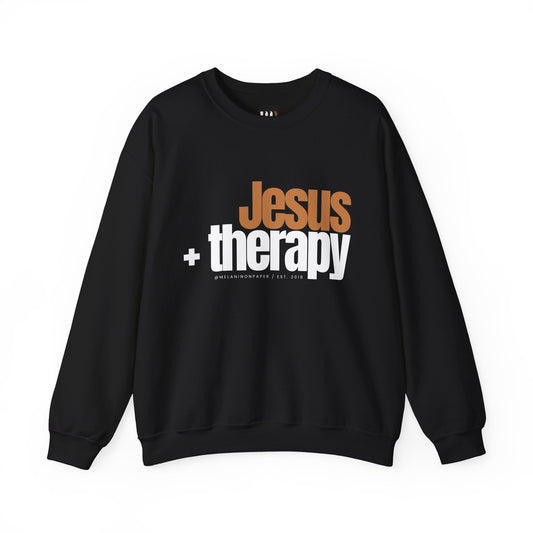 "Jesus + therapy" Unisex Heavy Blend™ Crewneck Sweatshirt - Black, Gray, & Navy Blue Available