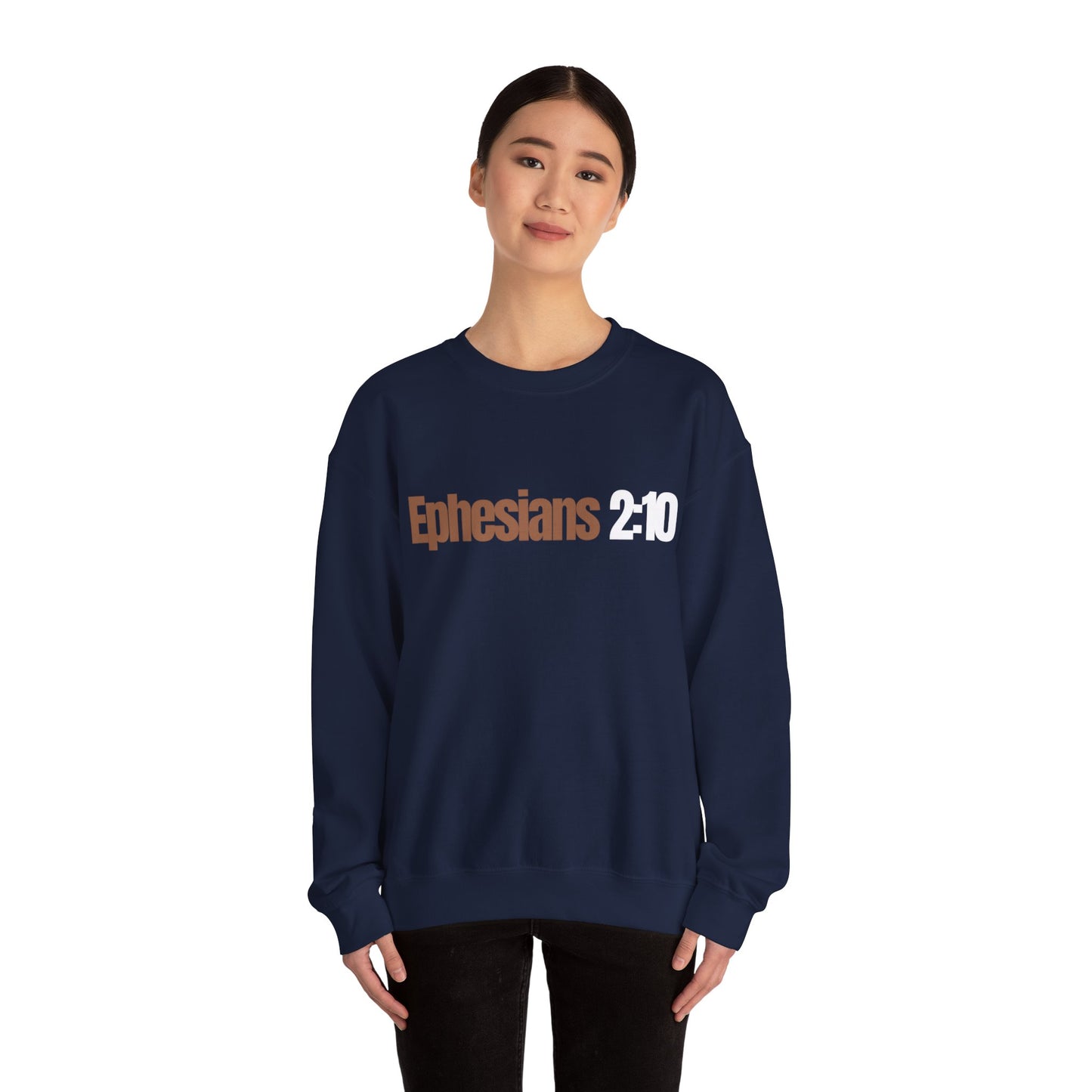 "Ephesians 2:10" Unisex Heavy Blend™ Crewneck Sweatshirt - Black, Gray, & Navy Blue Available