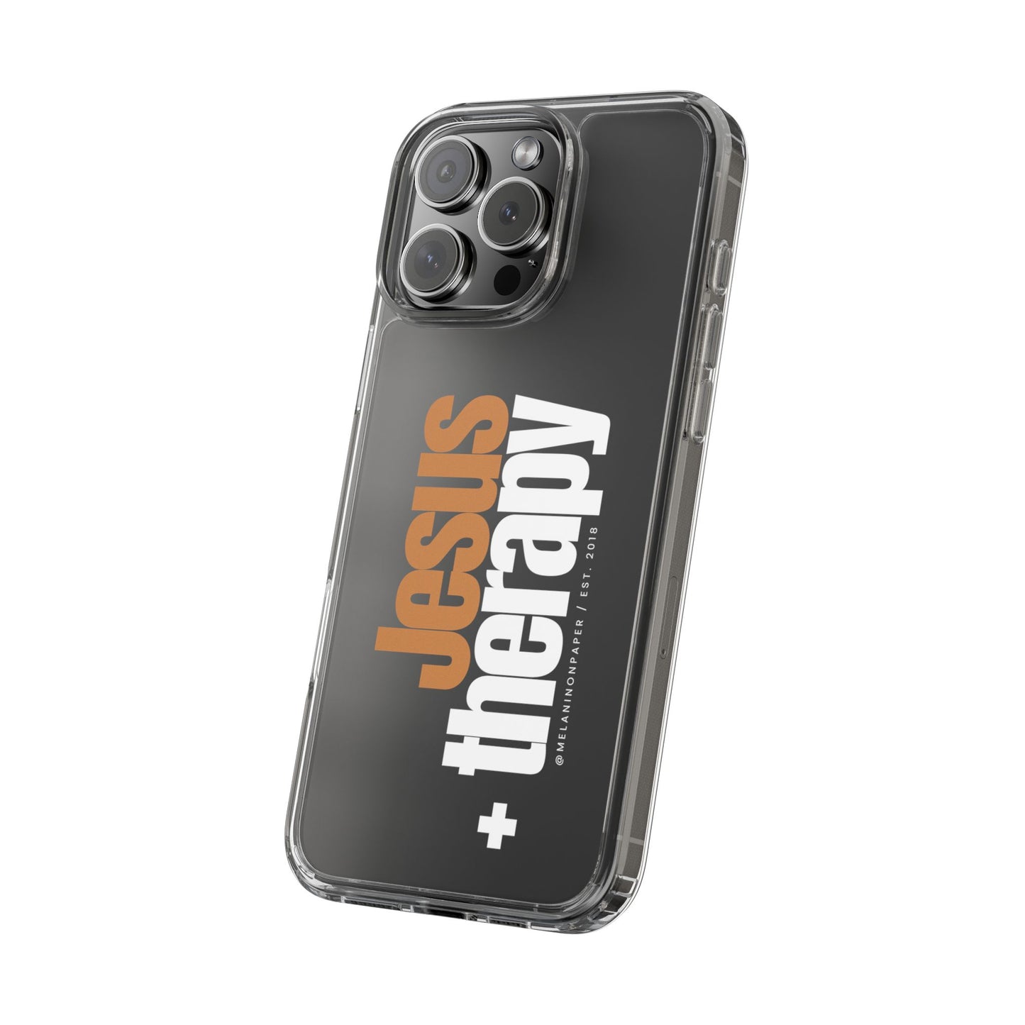 "Jesus + therapy" Clear Phone Cases - white & gold