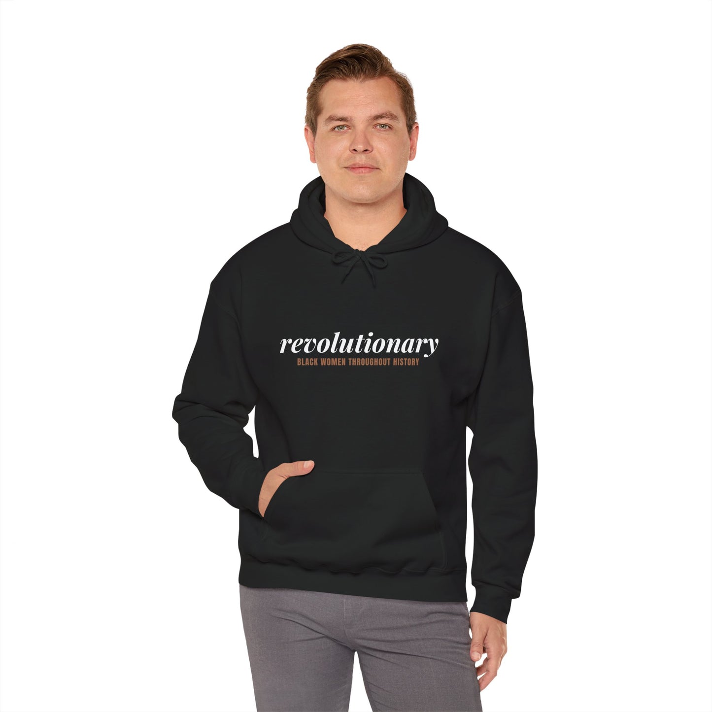 "Revolutionary Black Women" Unisex Heavy Blend™ Hooded Sweatshirt - Black, Chocolate, Navy Blue, Dark Gray, & Hunter Green Available