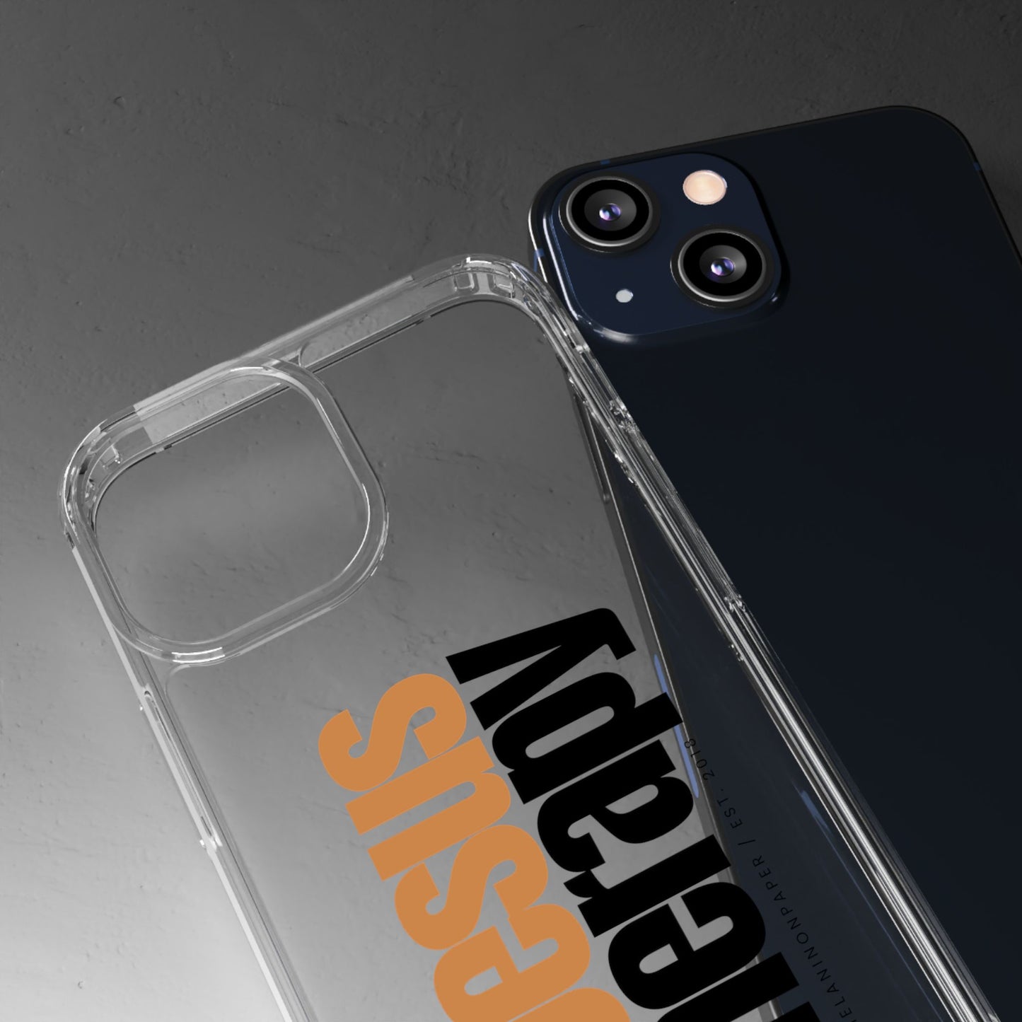 "Jesus + therapy" Clear Phone Cases - black & gold