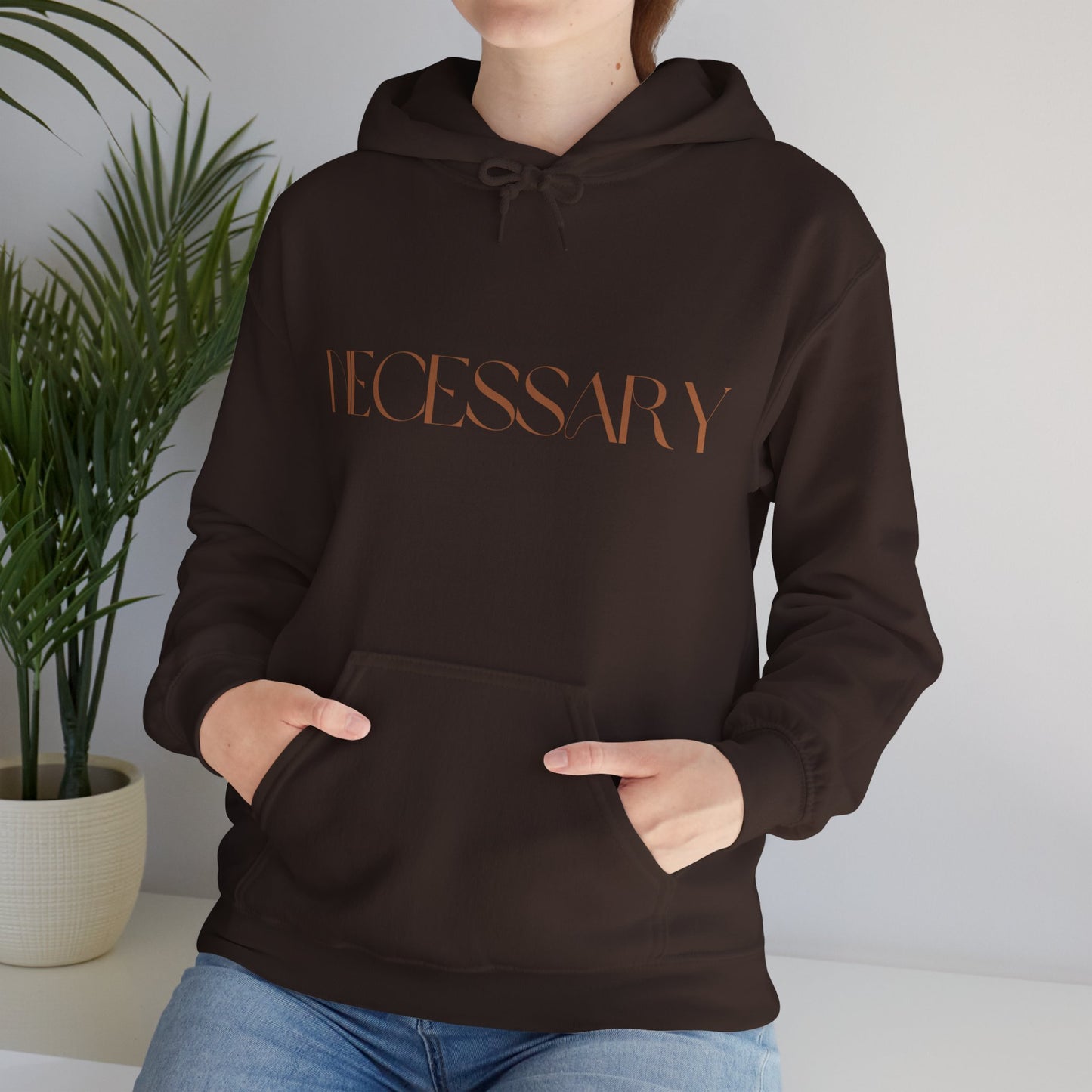 "necessary" Unisex Heavy Blend™ Hooded Sweatshirt - Black, Dark Chocolate & Forest Green Available