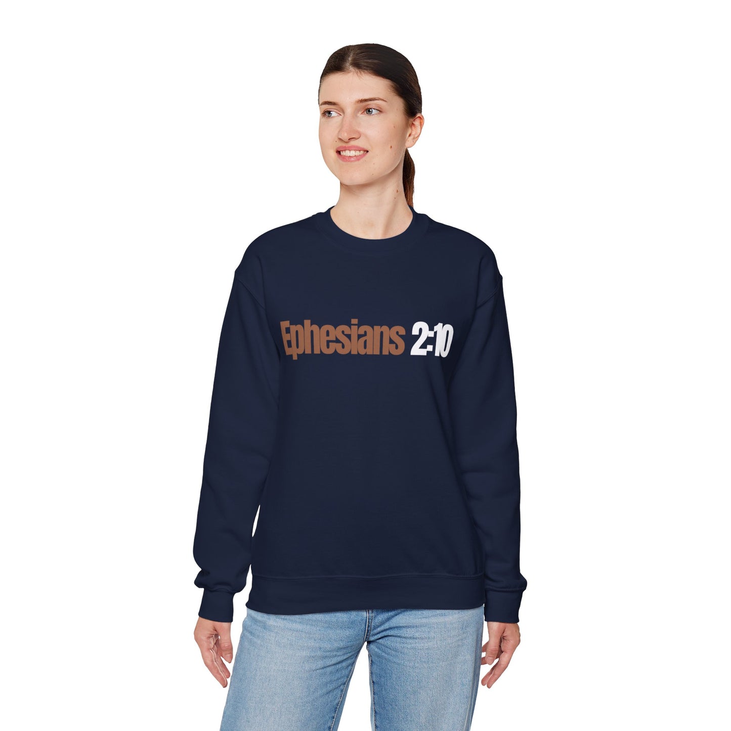 "Ephesians 2:10" Unisex Heavy Blend™ Crewneck Sweatshirt - Black, Gray, & Navy Blue Available