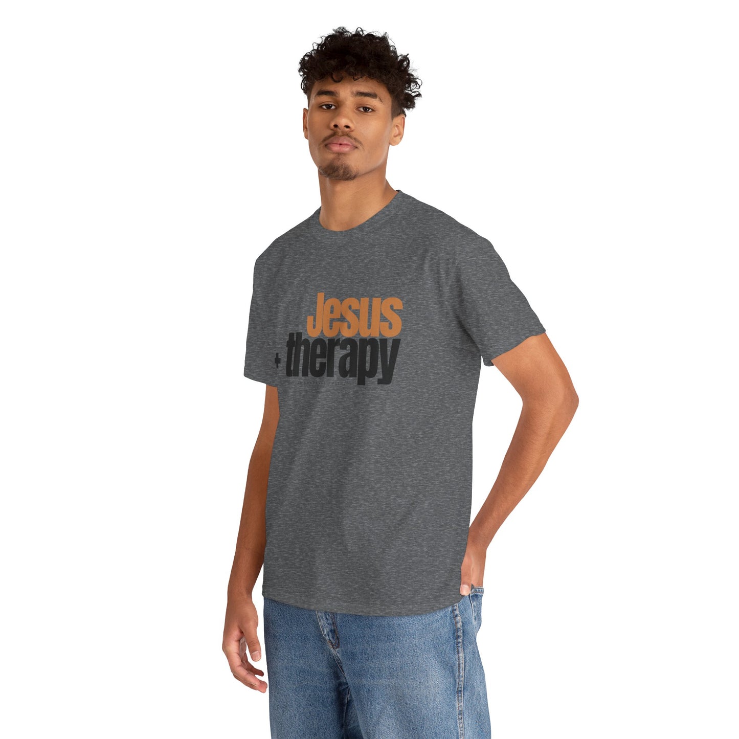 "Jesus + therapy" Unisex Heavy Cotton Tee - White, Sport Grey, & Graphite Heather Grey
