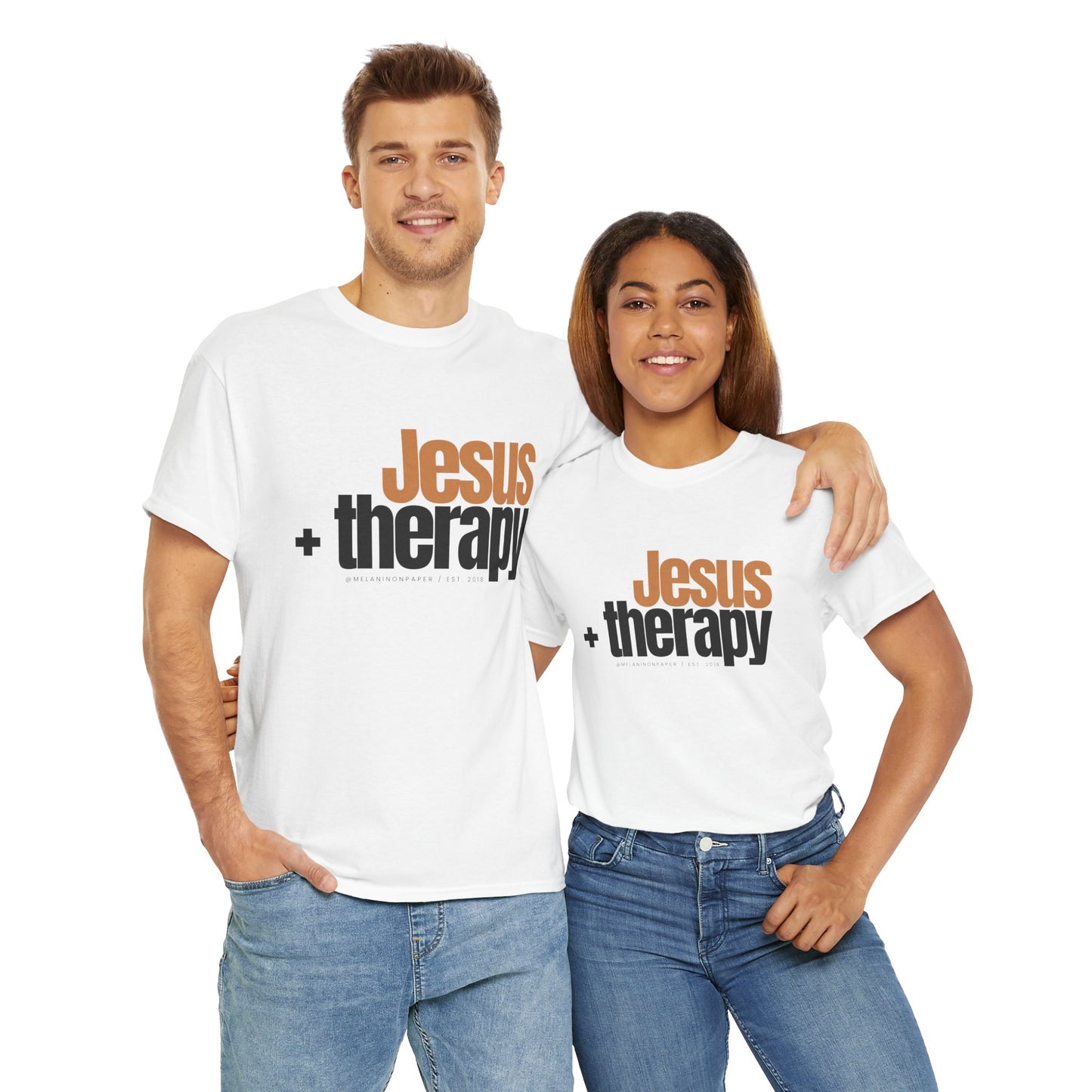 "Jesus + therapy" Unisex Heavy Cotton Tee - White, Sport Grey, & Graphite Heather Grey